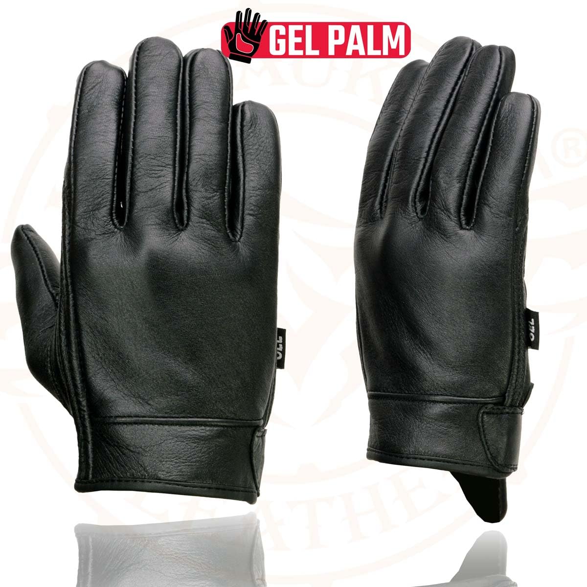 Milwaukee Leather MG7510 Men's Black Leather Motorcycle Gloves - Gel Padded Palm, Short Wrist & Full Panel Cover - Comfortable Riding Gloves for Cruiser, Touring & Street Bikes - Perfect for Long Rides & Commuting