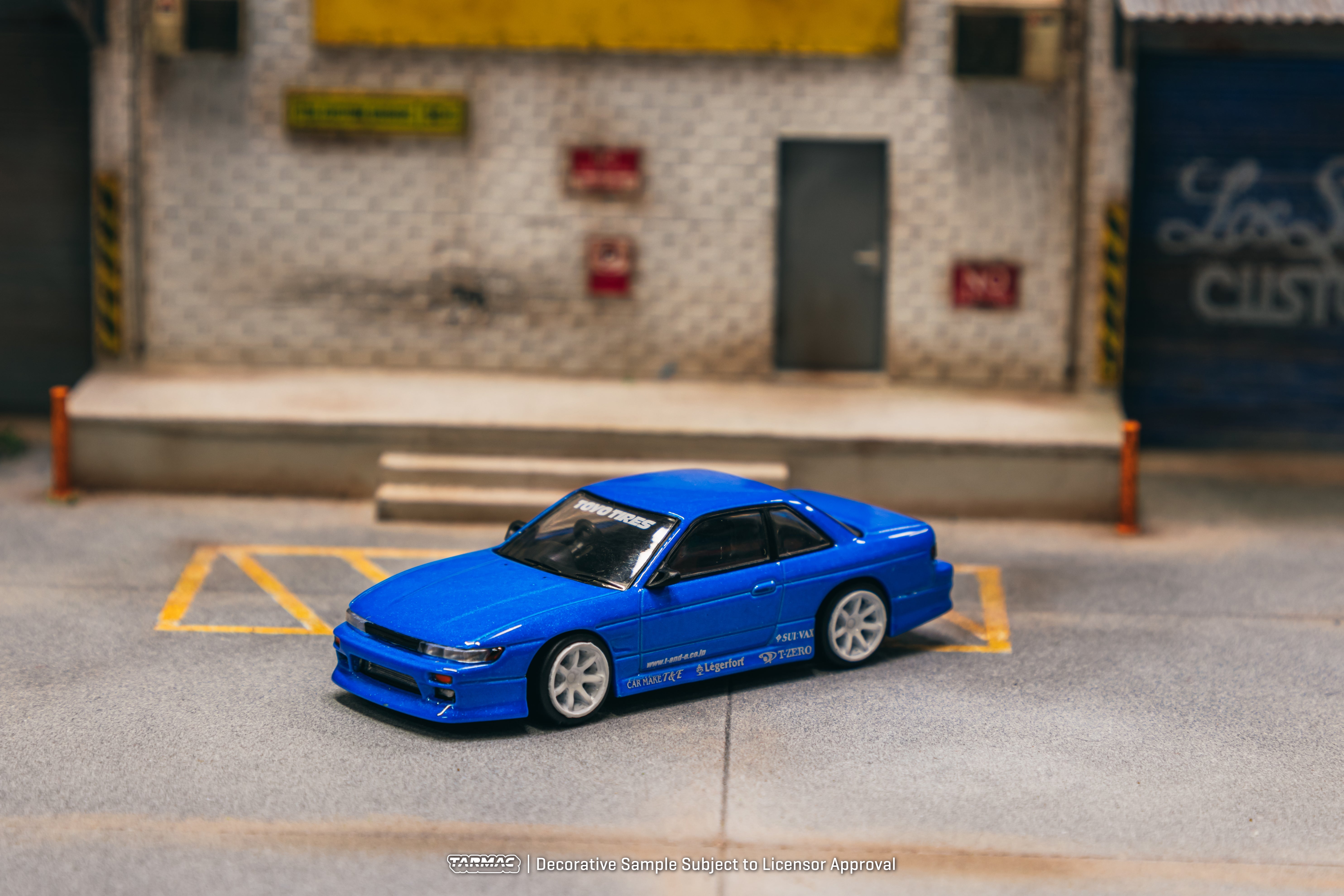 Tarmac Works 1/64 Scale Diecast Model - Nissan Silvia S13 Blue Metallic with TOYO TIRES | Collectible Toy Car for Adults & Kids | Perfect for Display, Racing Games & Car Enthusiasts