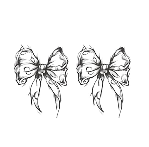 5 Sheets Dark Bow Tattoo Stickers - Waterproof Long Lasting Temporary Tattoos for Women, Thigh & Body Art - Perfect for Parties, Festivals & Fashion Accessories