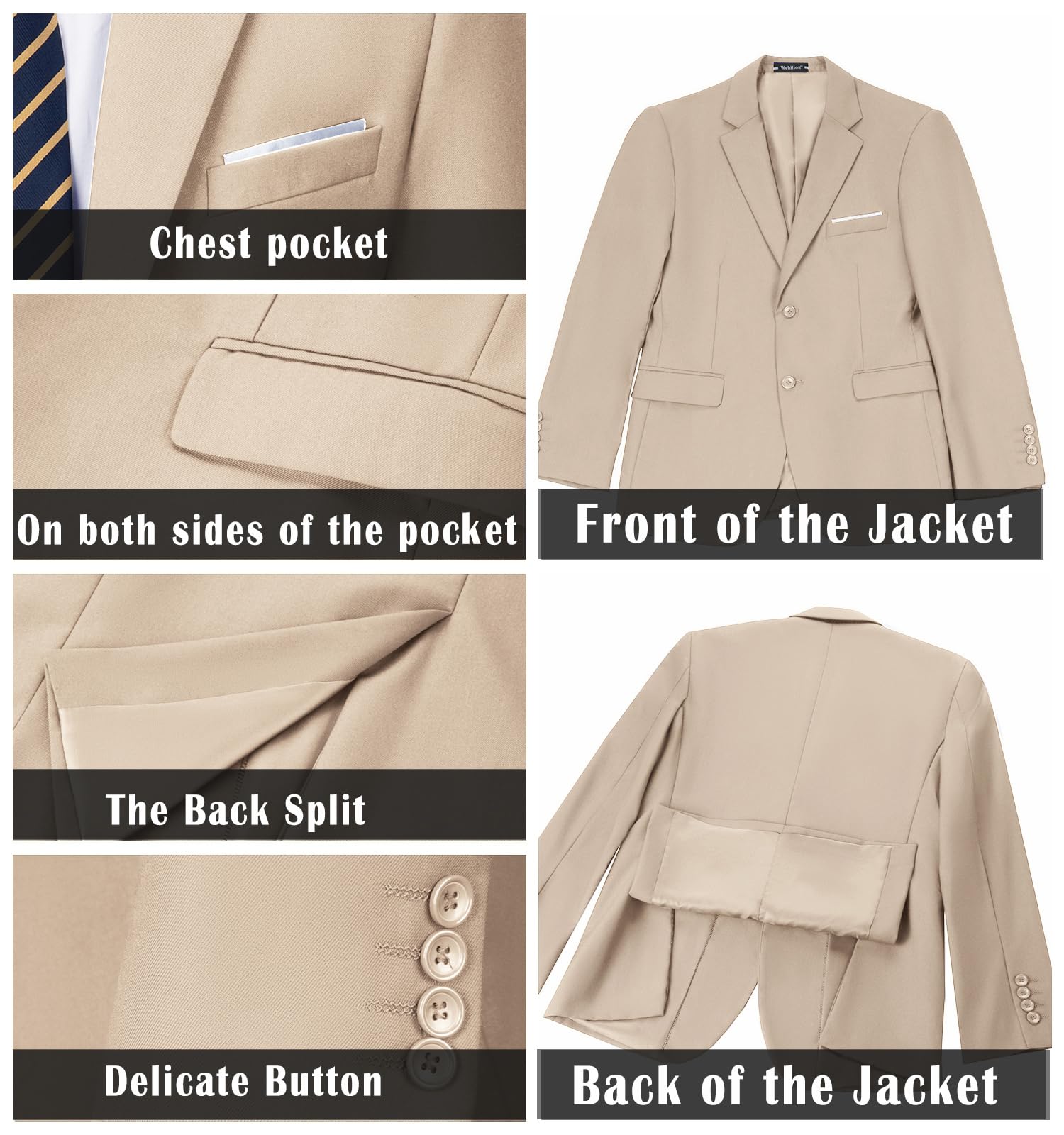 Men's Slim Fit 2-Piece Suit Set - Wedding Tuxedo & Groom Blazer with Tie - Perfect for Prom, Groomsmen & Formal Events