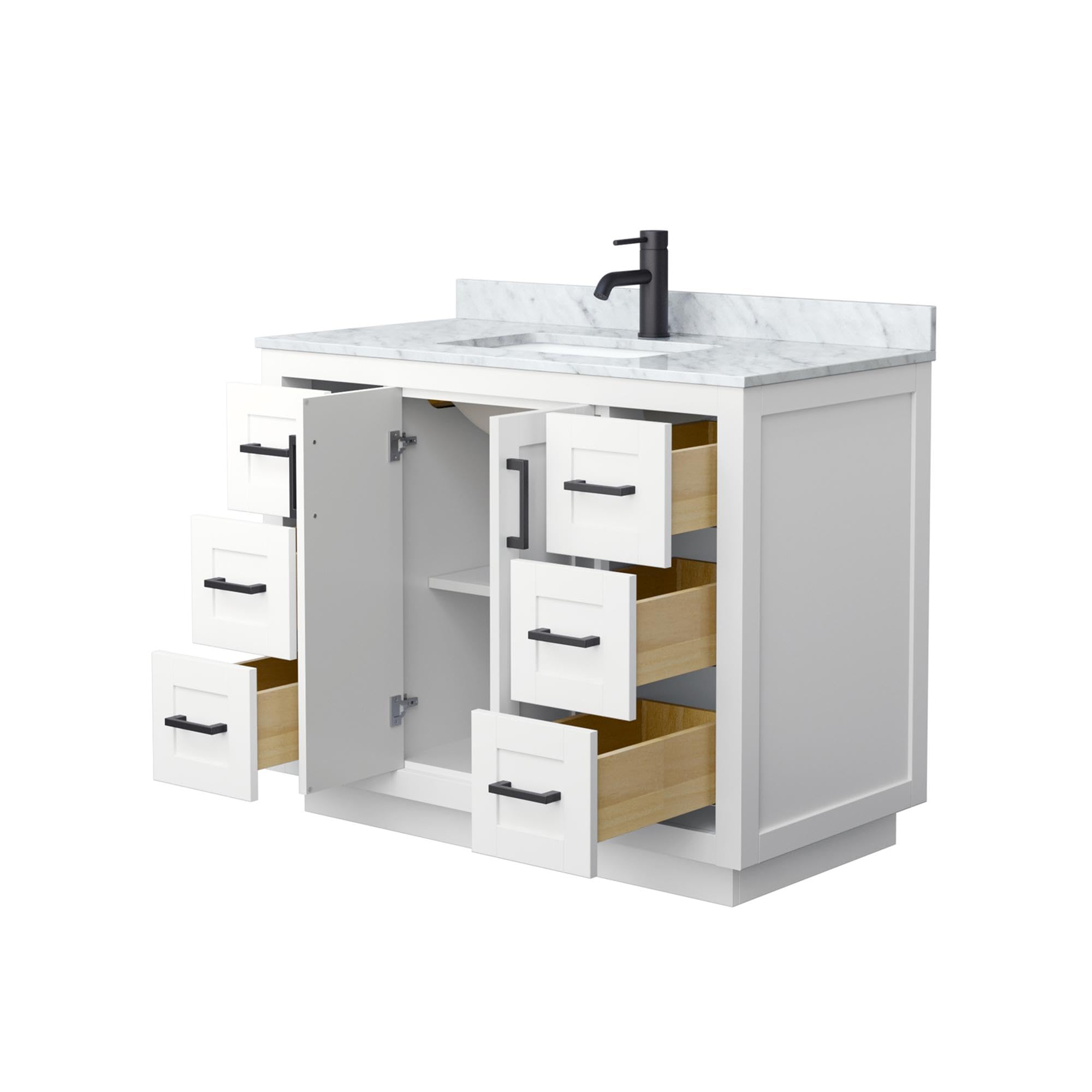 Wyndham Collection WCF292942SWBCMUNSMXX Miranda White Vanity Set with Mirror - Modern Bathroom Vanity for Small Spaces, Perfect for Apartments & Guest Bathrooms