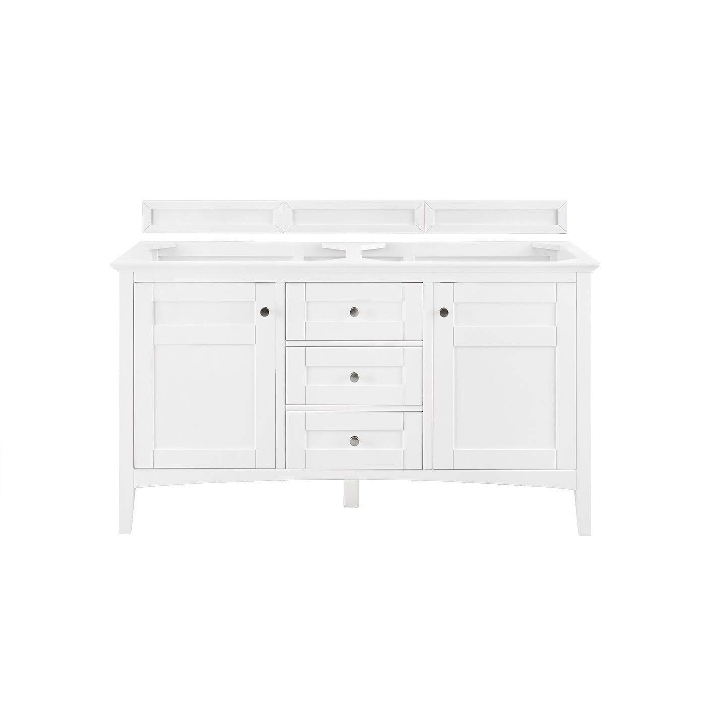59 Inch Double Bathroom Vanity in Bright White - Modern Freestanding Vanity with Sink for Master Bathroom & Powder Room