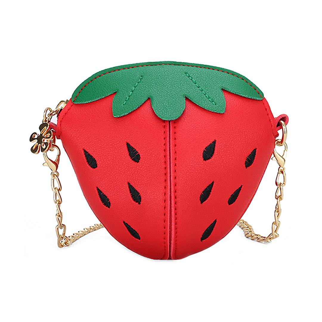 Multifit Strawberry Print Mini Crossbody Purse for Girls - Cute Small Shoulder Bag & Coin Wallet for Toddlers & Kids - Perfect for School, Playdates & Birthday Gifts