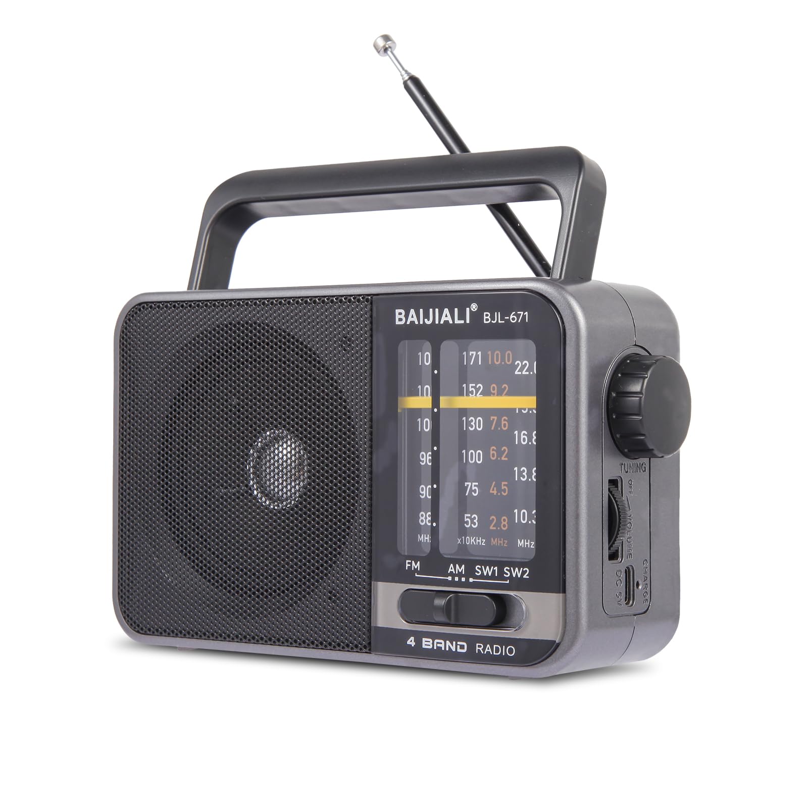 Portable AM FM Radio with Loud Speaker - Battery or USB Powered, Compact Transistor Radio for Home, Outdoor, Travel & Emergency Use (BJL-671) | Perfect for Camping, Power Outages & Everyday Listening