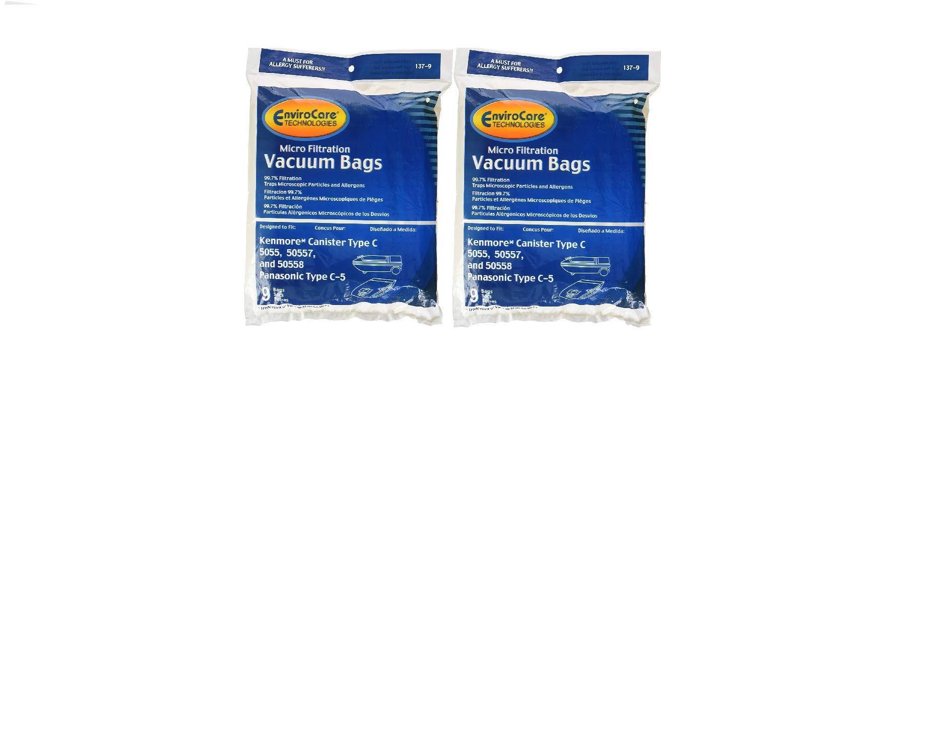 Envirocare Kenmore Microfiltration Canister Vacuum Bags - 2 Pack | HEPA Filter Replacement for Dust & Allergens | Ideal for Home Cleaning, Pet Hair & Allergy Relief