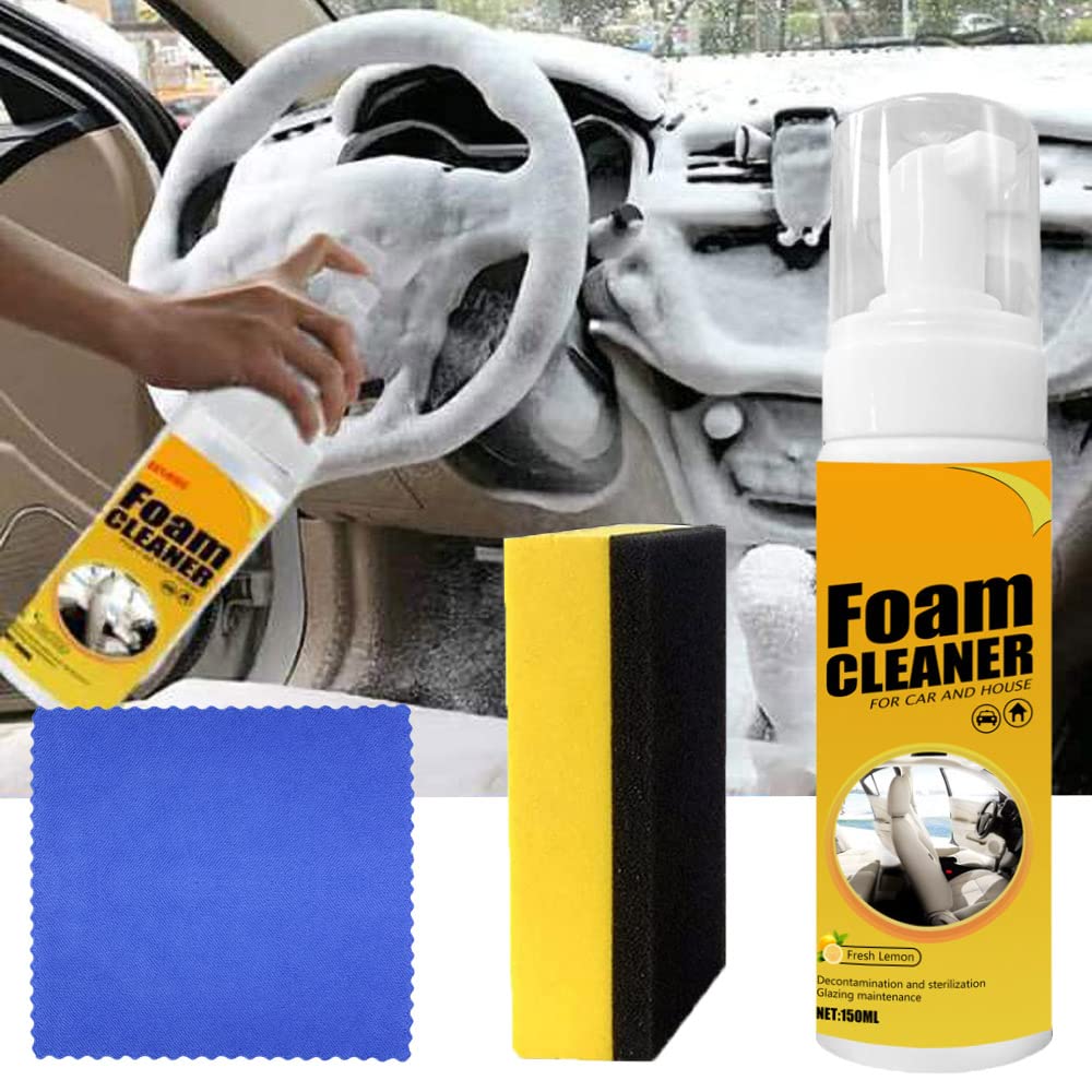 Claimseeme Foam Cleaner - Powerful Stain Remover for Upholstery, Carpets & Shoes | Magic Multipurpose Cleaning Foam with Sponge (150ml) | Ideal for Home, Car & Pet Stain Removal