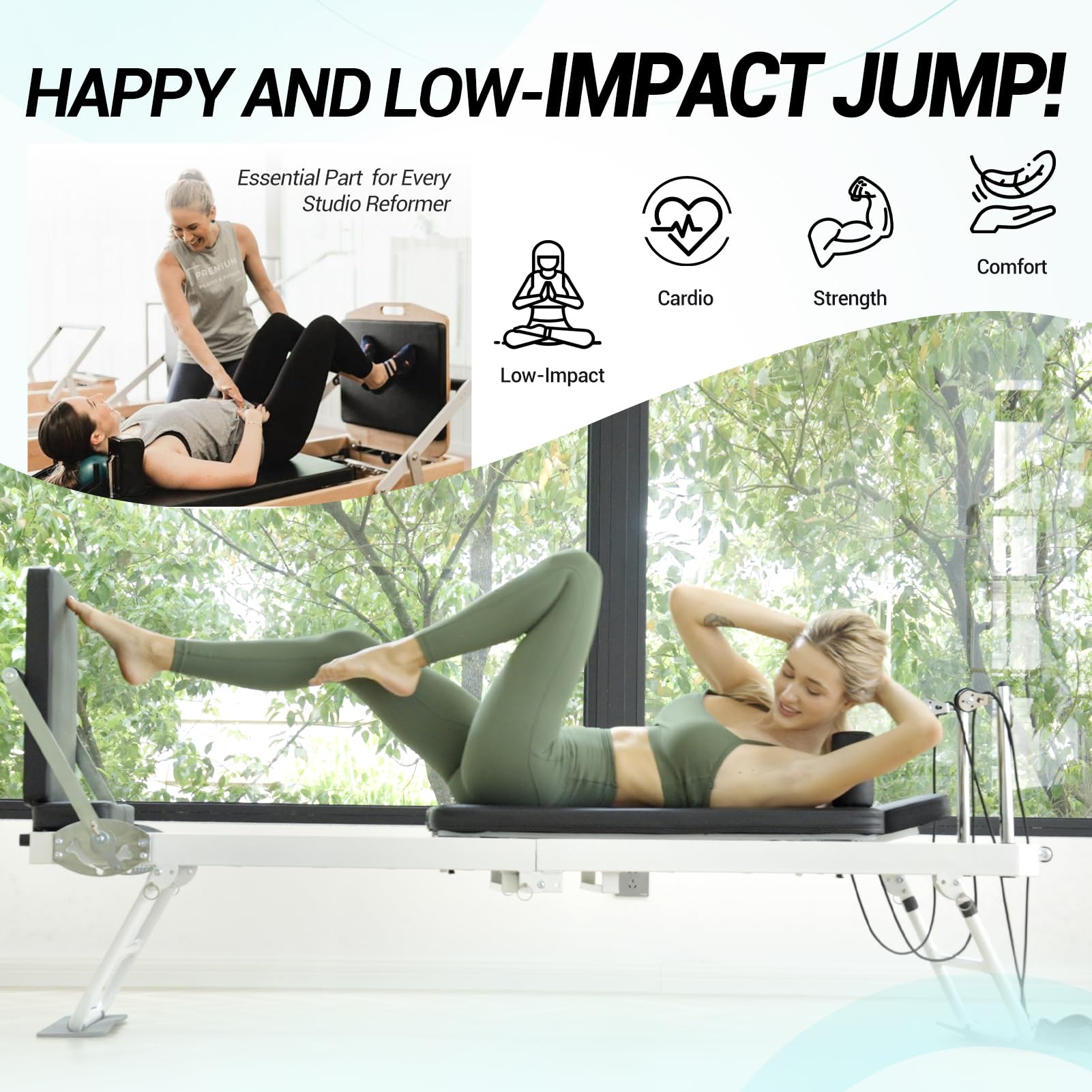 PAETA Foldable Pilates Reformer Machine for Home Use - Dual Resistance (Springs & Cords) with Jump Board - Supports 400 lbs - Perfect for Home Workouts, Studio Training & Physical Therapy