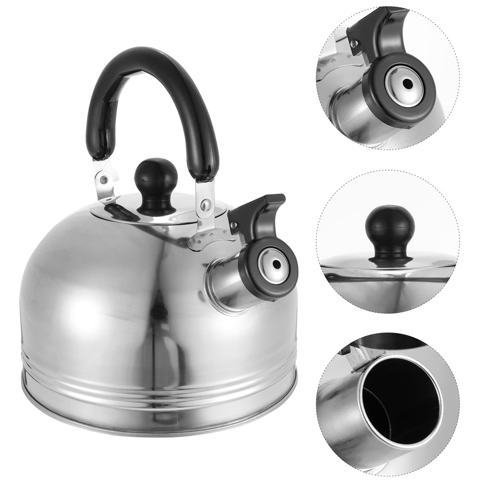 **Hemoton 1-Piece Stainless Steel Whistling Tea Kettle - Modern Gas Stove Water Boiler for Tea, Coffee & Hot Chocolate - Portable & Durable for Home, Camping & Office Use**