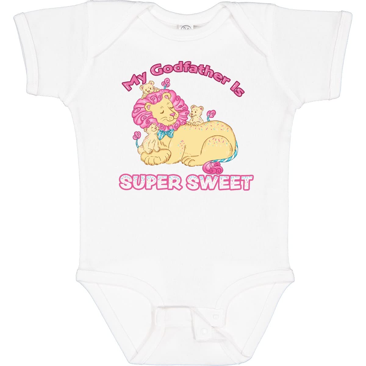 My Godfather Is Super Sweet Cotton Candy Lions Baby Bodysuit - Soft & Comfortable Infant Onesie for Boys & Girls - Perfect for Birthdays, Holidays & Family Photos