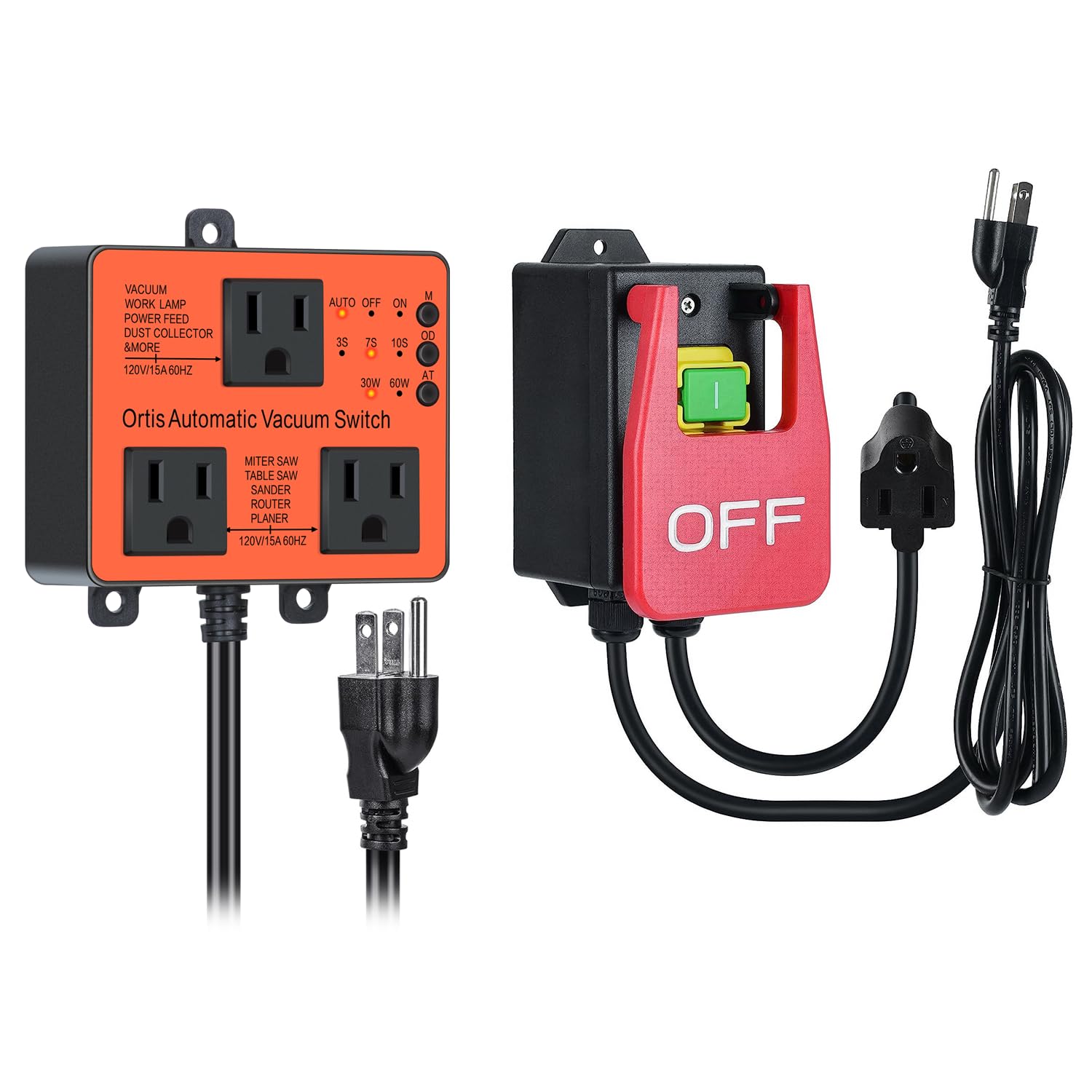 Automatic Vacuum Switch & Router Table Switch Combo - Dust Collection System for Woodworking Tools | Perfect for Workshop, Garage & DIY Projects