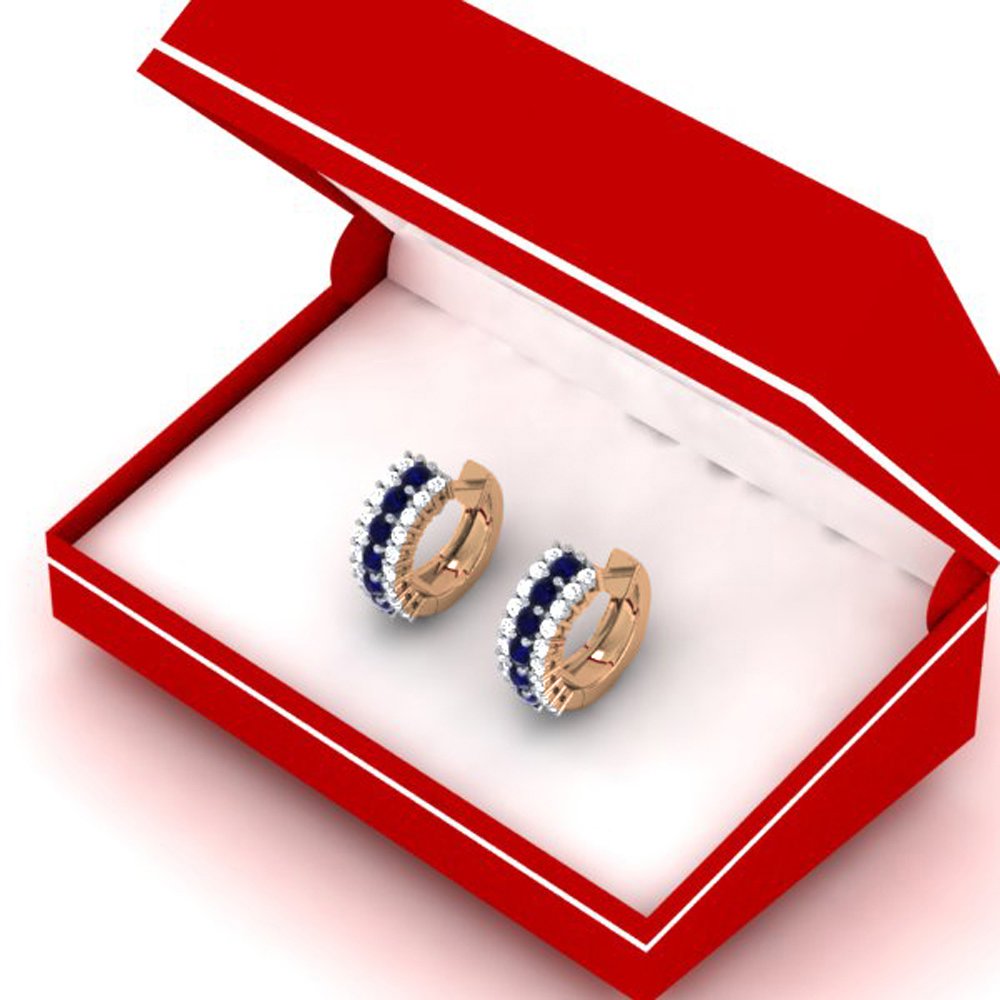 Dazzlingrock 14K Solid White Gold Round Gemstone & Diamond Huggie Hoop Earrings for Women | Elegant Everyday Wear & Gift for Her