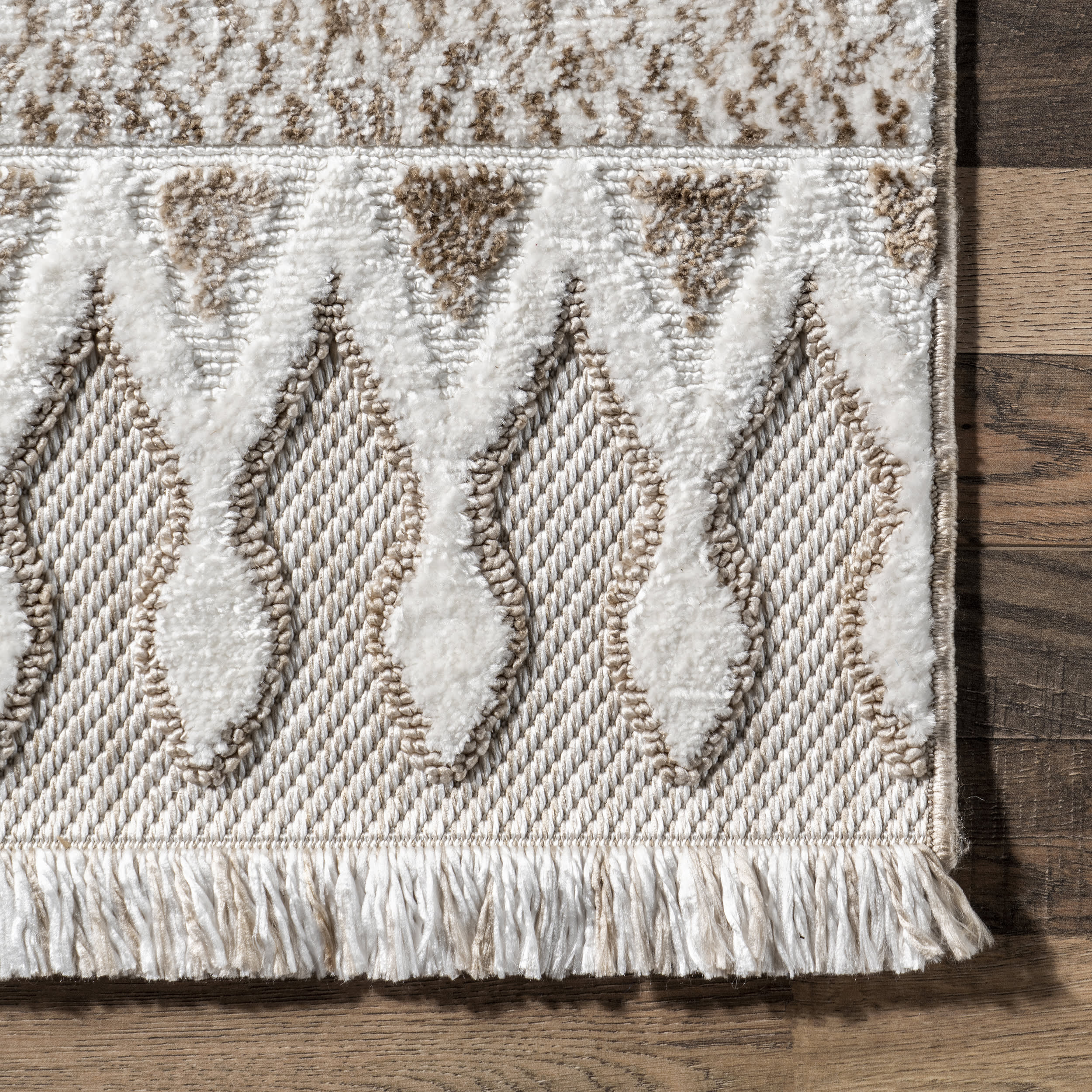 Cathleen Iridescent Bordered Rug in Ivory - Soft Shaggy Area Rug for Living Room, Bedroom & Nursery Decor