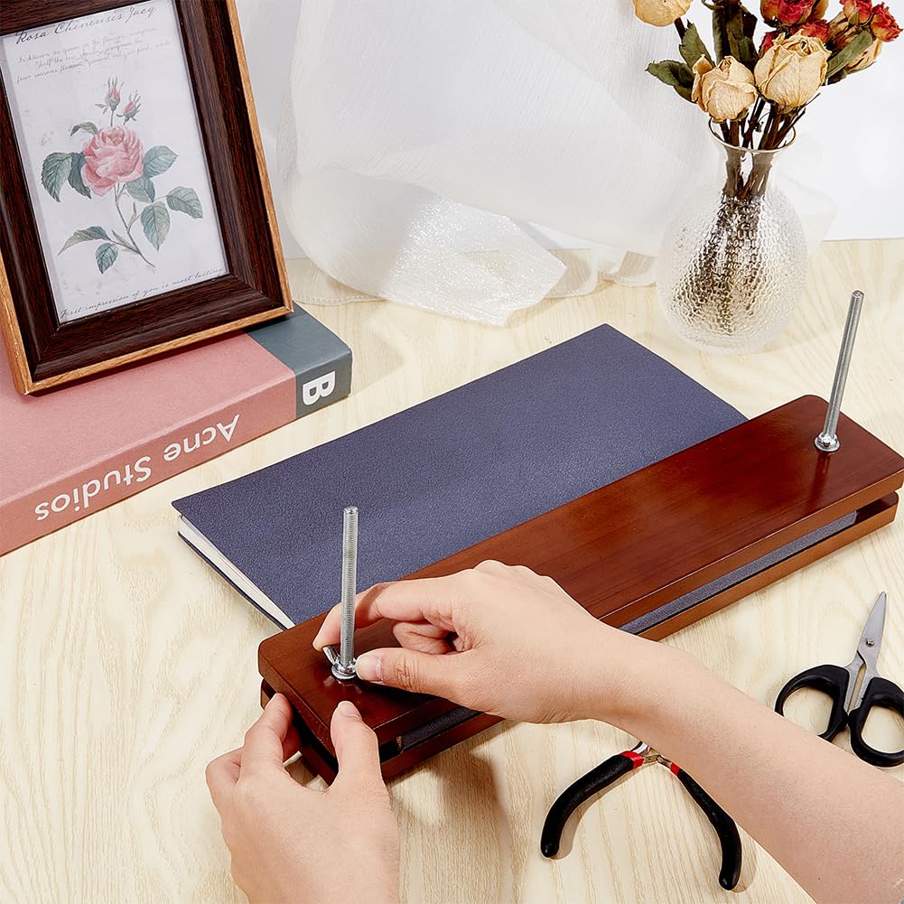 BENECREAT Wooden Book Press for Bookbinding - Portable Binding Press Machine with Iron Nut & Screw Rod - 13x2.75 Inch - Perfect for DIY Bookbinding, Scrapbooking, Photo Albums at Home, School or Office