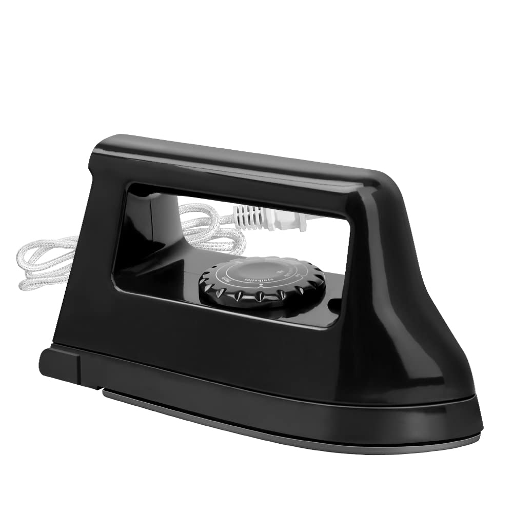 Mini Craft Iron Travel Irons - Portable Handy Heat Press Machine for Fabric Clothes | Small Iron for Home, Travel & DIY Projects (Black) | Perfect for Quick Fixes On-the-Go & Crafting