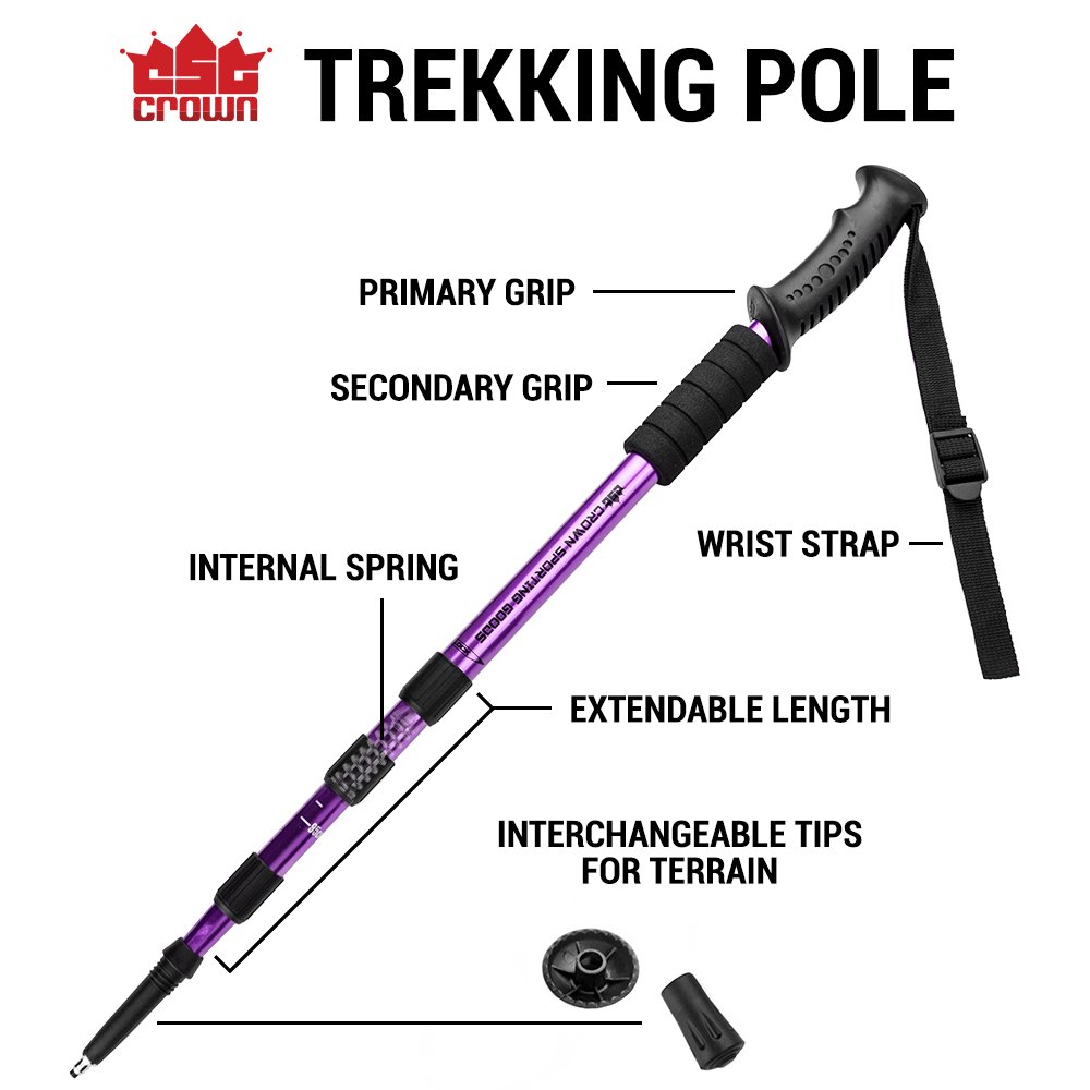 Shock-Resistant Adjustable Trekking Pole for Hiking & Travel - 43