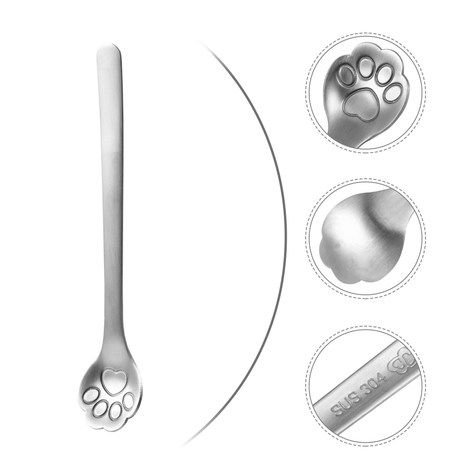 Premium Stainless Steel Cat Paw Spoons - 3-Piece Set for Coffee, Ice Cream, Tea & Dessert | Durable Kitchen Utensils for Mixing, Stirring & Serving | Perfect for Home, Parties & Holiday Gifts