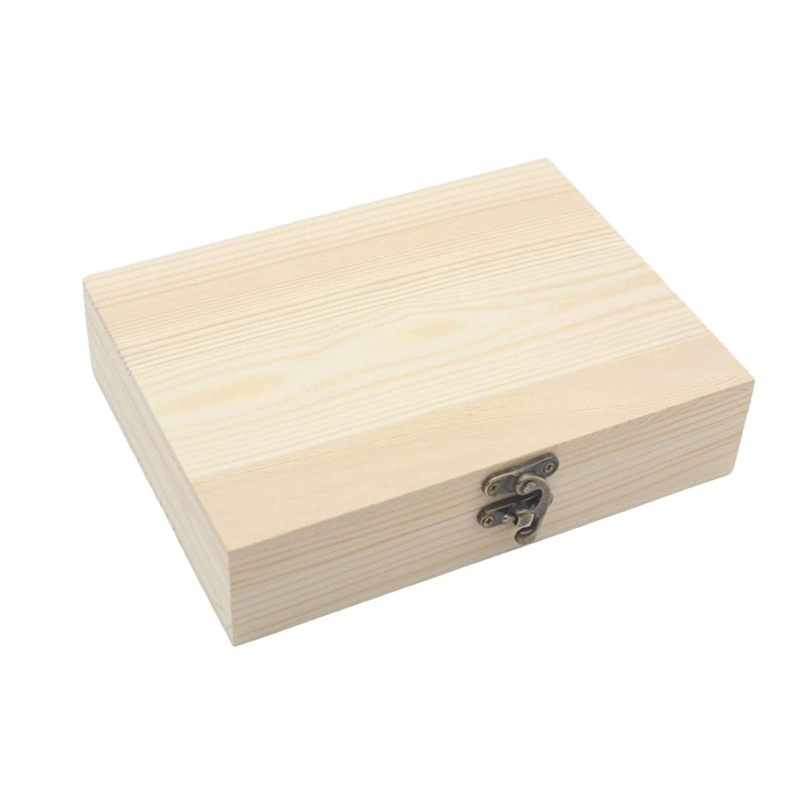 Newmind Unfinished Wooden Box with Hinged Lid & Front Clasp - Natural Wood Storage Box for Crafts, DIY Projects, Jewelry Organizer & Gift Wrapping - Perfect for Home Decor, Wedding Favors & Craft Room Organization