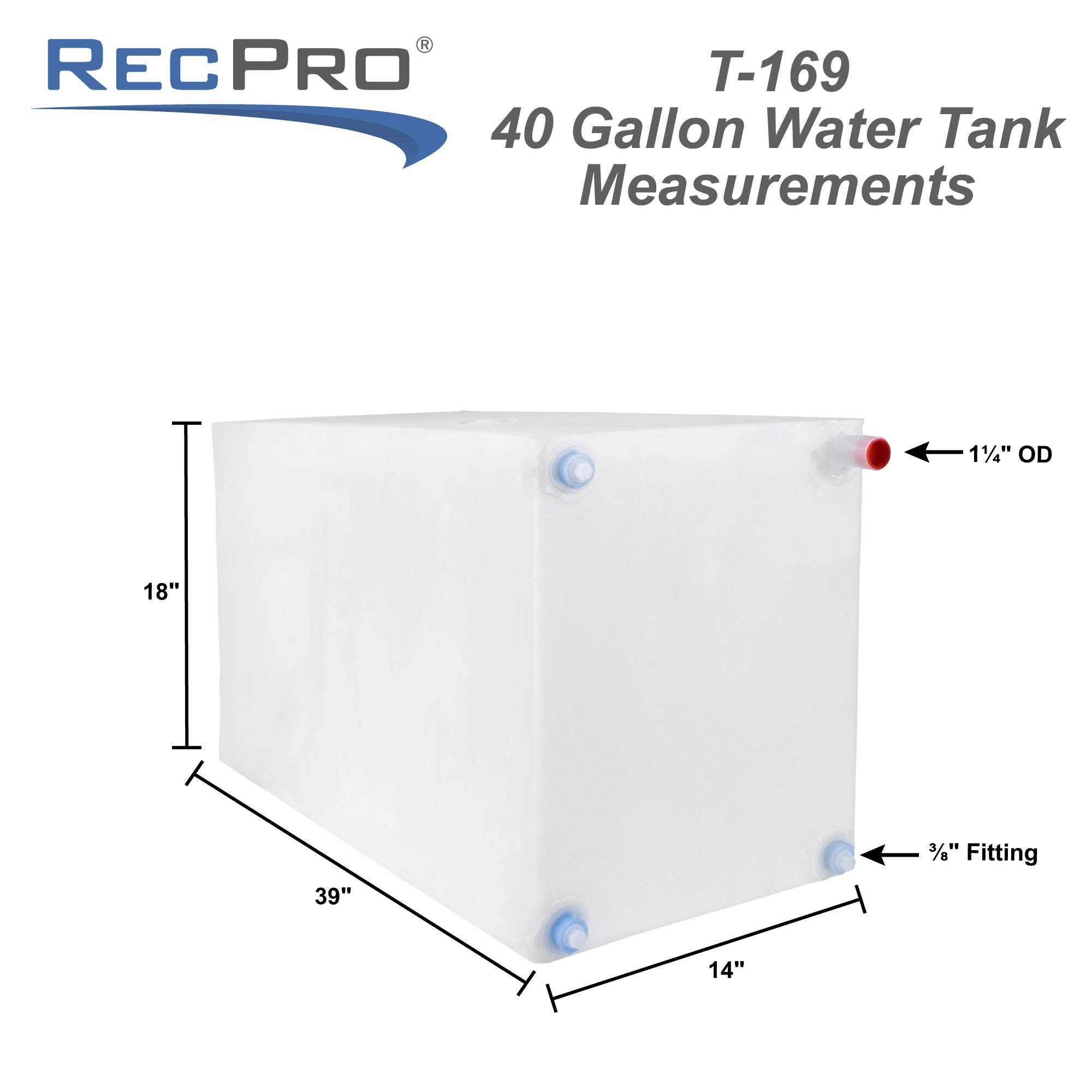 RecPro 40 Gallon RV Water Tank - Durable Gray & Fresh Water Storage | Made in USA | Perfect for Camping, Boondocking & Off-Grid Adventures