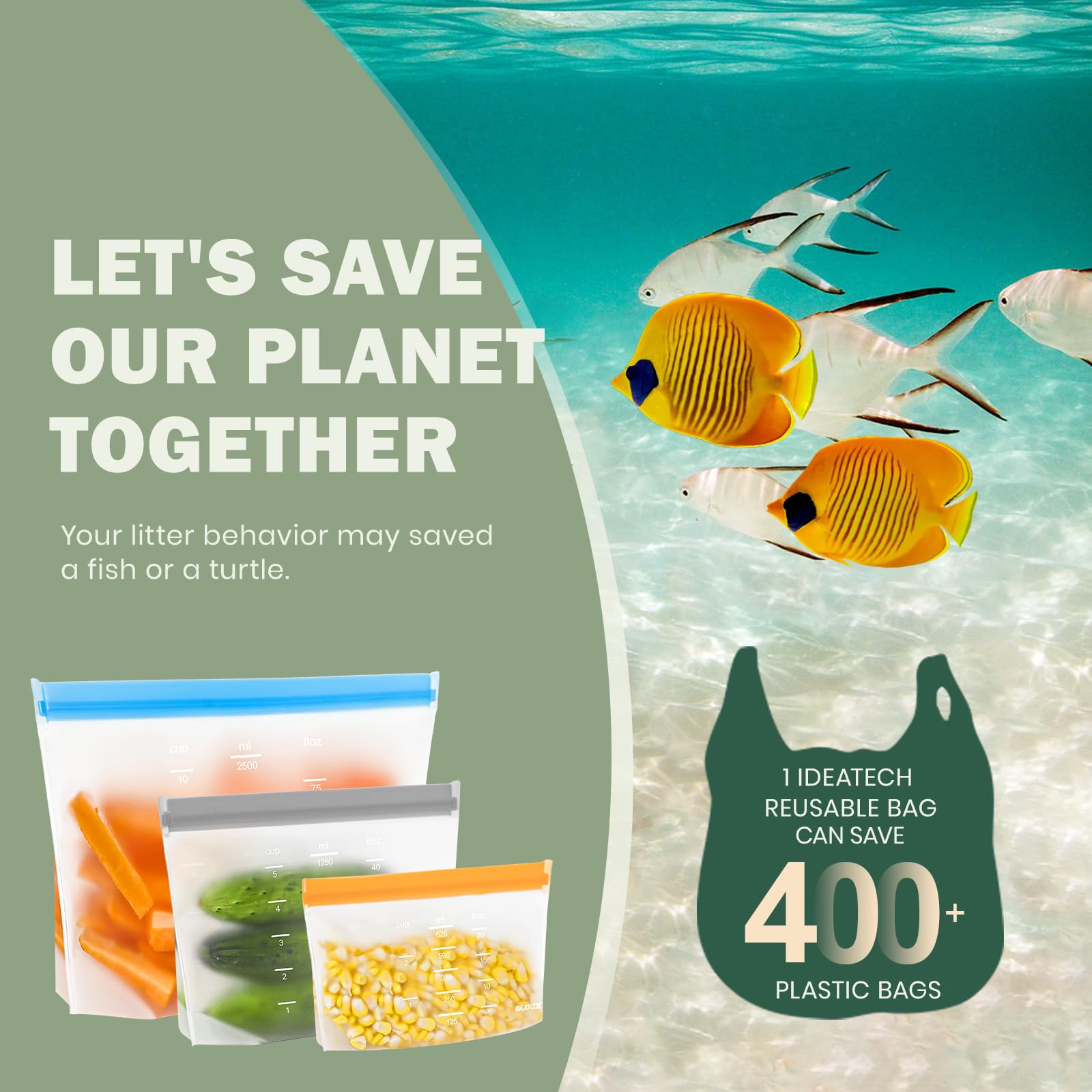 Eco-Friendly Reusable Silicone Food Storage Bags - BPA Free, Leakproof & Dishwasher Safe - 6 Gallon Stand Up Freezer Bags (Grey) - Perfect for Meal Prep, Snacks, Leftovers & Freezer Organization