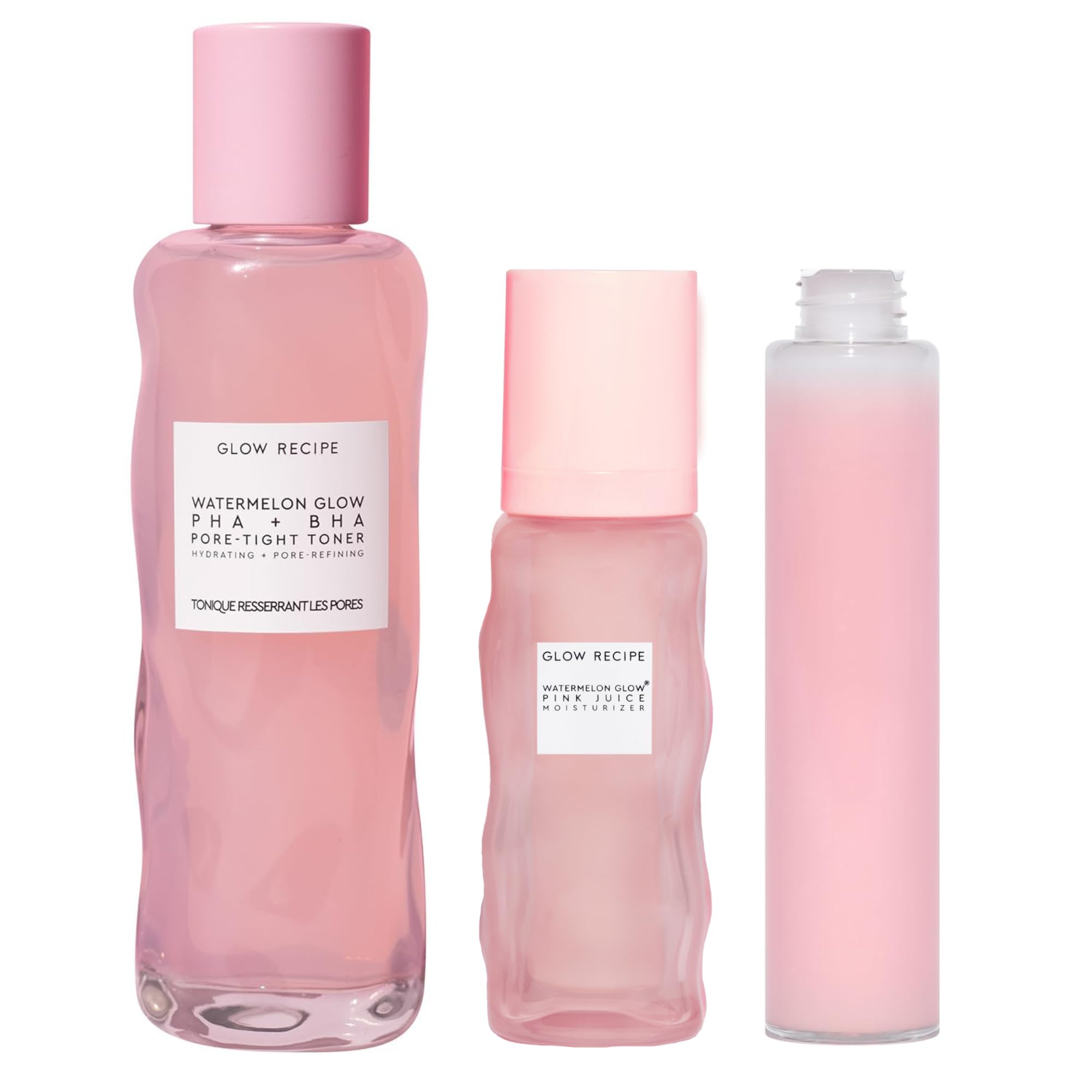 Glow Recipe Watermelon Glow PHA+BHA Pore Minimizing Toner with Hyaluronic Acid & Watermelon Glow Pink Juice Hydrating Moisturizer Set - 150ml + 50ml - Korean Skincare for Dry, Oily & Combination Skin - Perfect for Daily Hydration & Pore Refining Routine