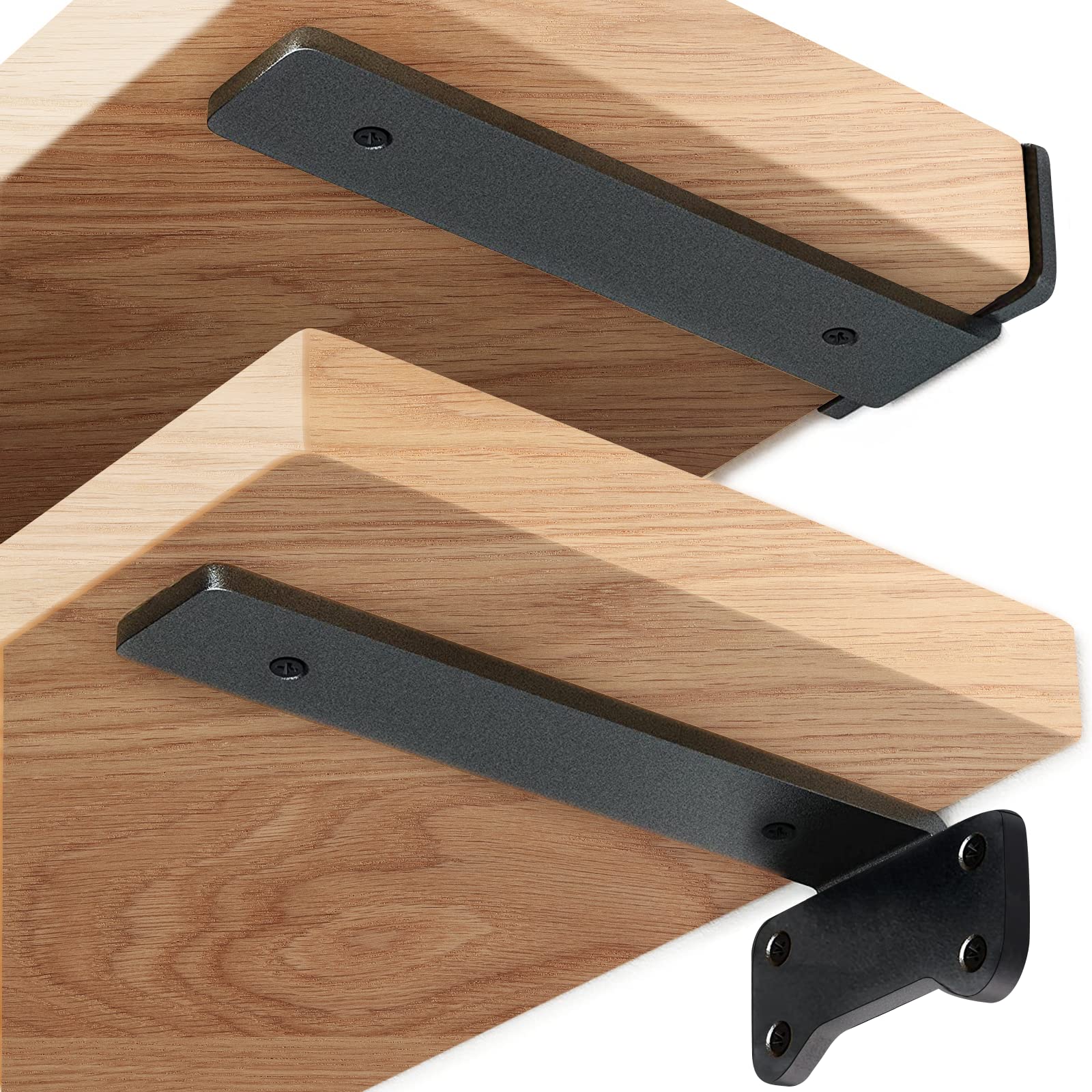Heavy Duty Steel Shelf Brackets 12 Inch (6 Pack) - for Floating Shelves & Industrial Storage