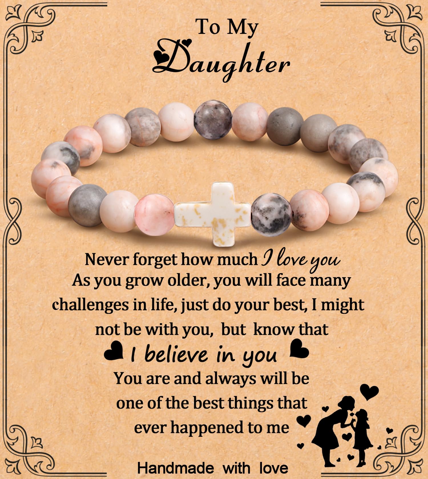 Christian Cross Bracelet for Women - Beaded Religious Jewelry Gift for Daughter, Mom, Grandma, Niece, Godmother - Perfect for Baptism, Birthday, Retirement, Prayer & Daily Wear