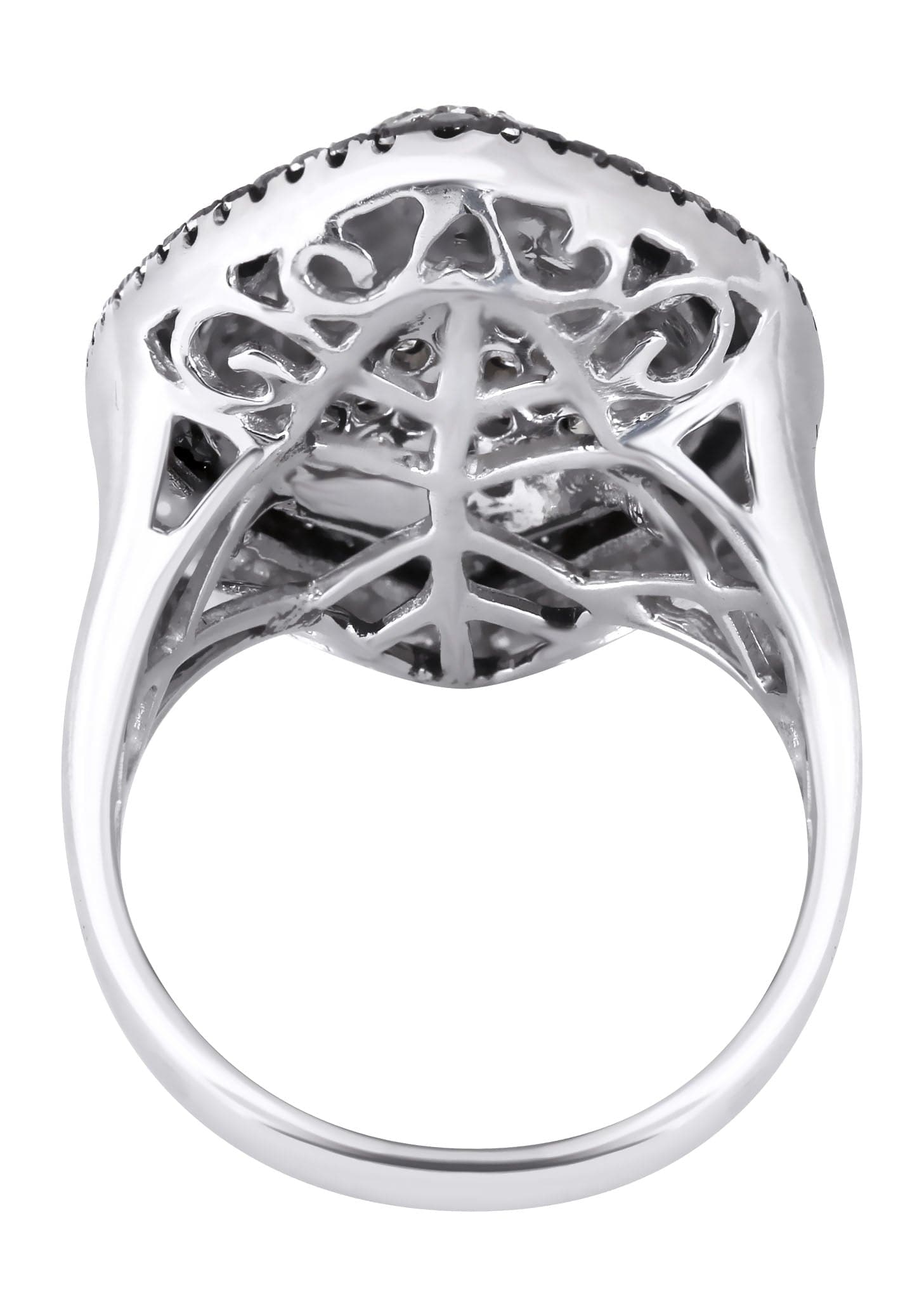 14K Gold Black Diamond Cocktail Ring for Women - 2.46 Carats, 9.75 Grams - Elegant Evening Party & Wedding Jewelry Gift