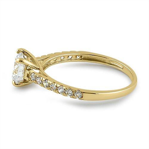 14K Yellow Gold Solitaire Round Clear Cubic Zirconia Engagement Ring for Women - Perfect for Proposals, Weddings & Anniversaries