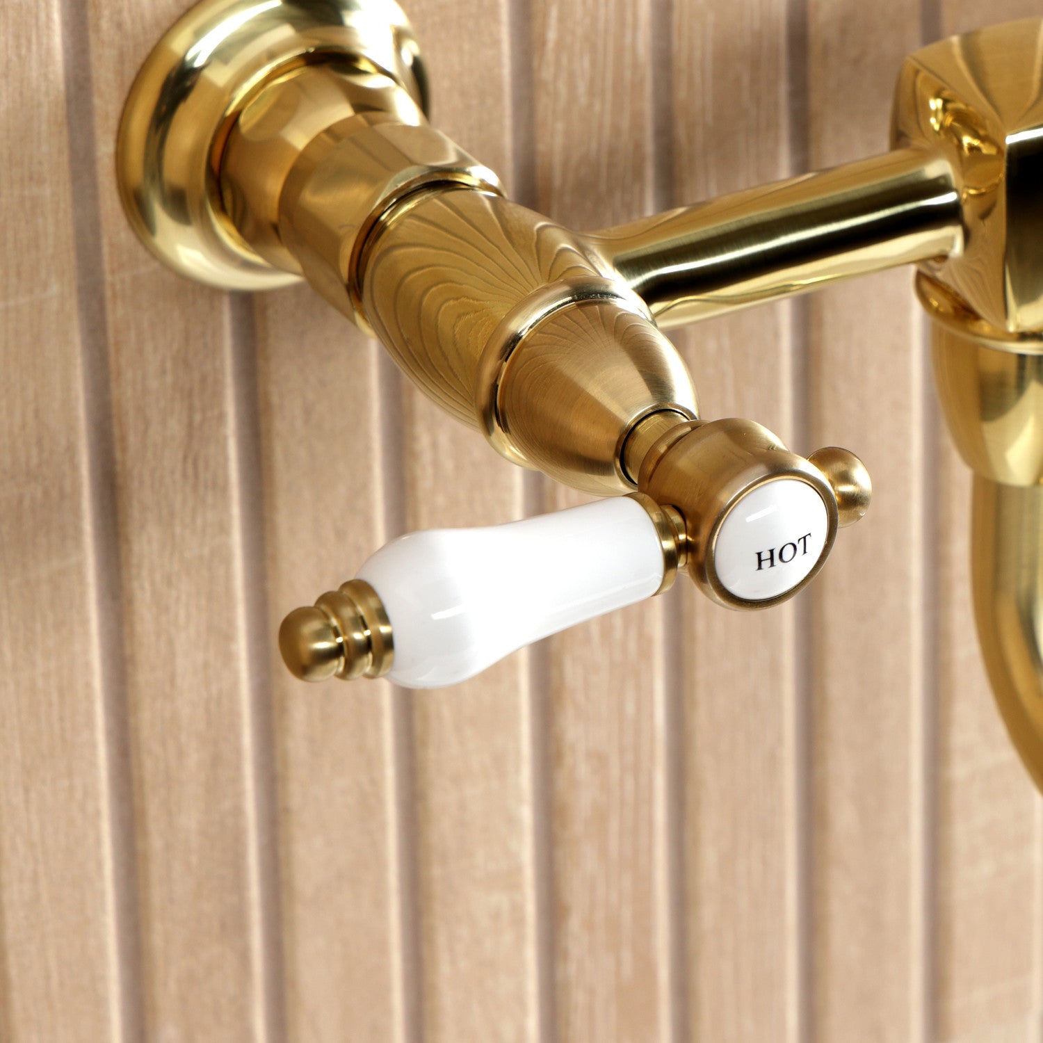 Bel Air KS1217BPL Double Handle 2 Hole Wall Mount Bathroom Faucet in Brushed Brass - Perfect for Modern Bathrooms, Powder Rooms, and Spa-Like Retreats