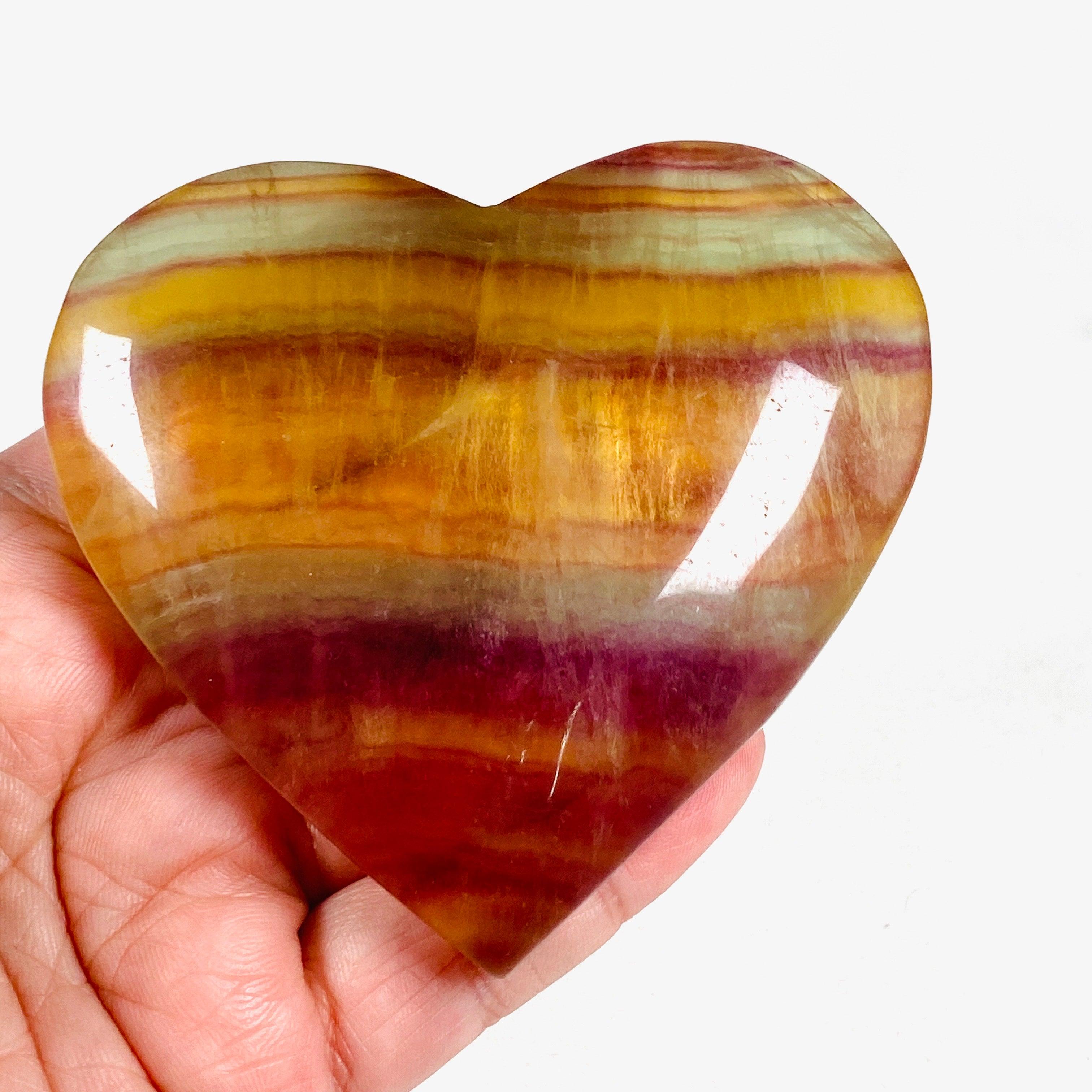 Rainbow Fluorite Heart Pendant RFH-03 - Healing Crystal Jewelry for Meditation, Energy Balancing & Spiritual Growth