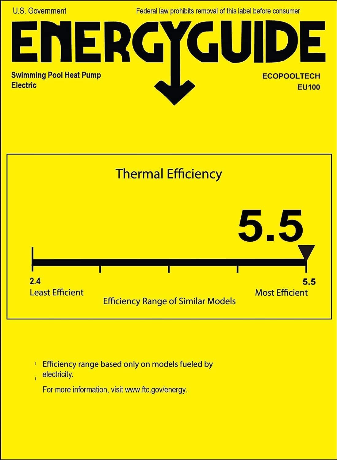 Energy Efficient 38,864BTU Swimming Pool Heat Pump for Inground & Above Ground Pools (Up to 10,000 Gallons) - 208V~230V/60Hz Inverter Technology - Perfect for Year-Round Swimming & Spa Relaxation
