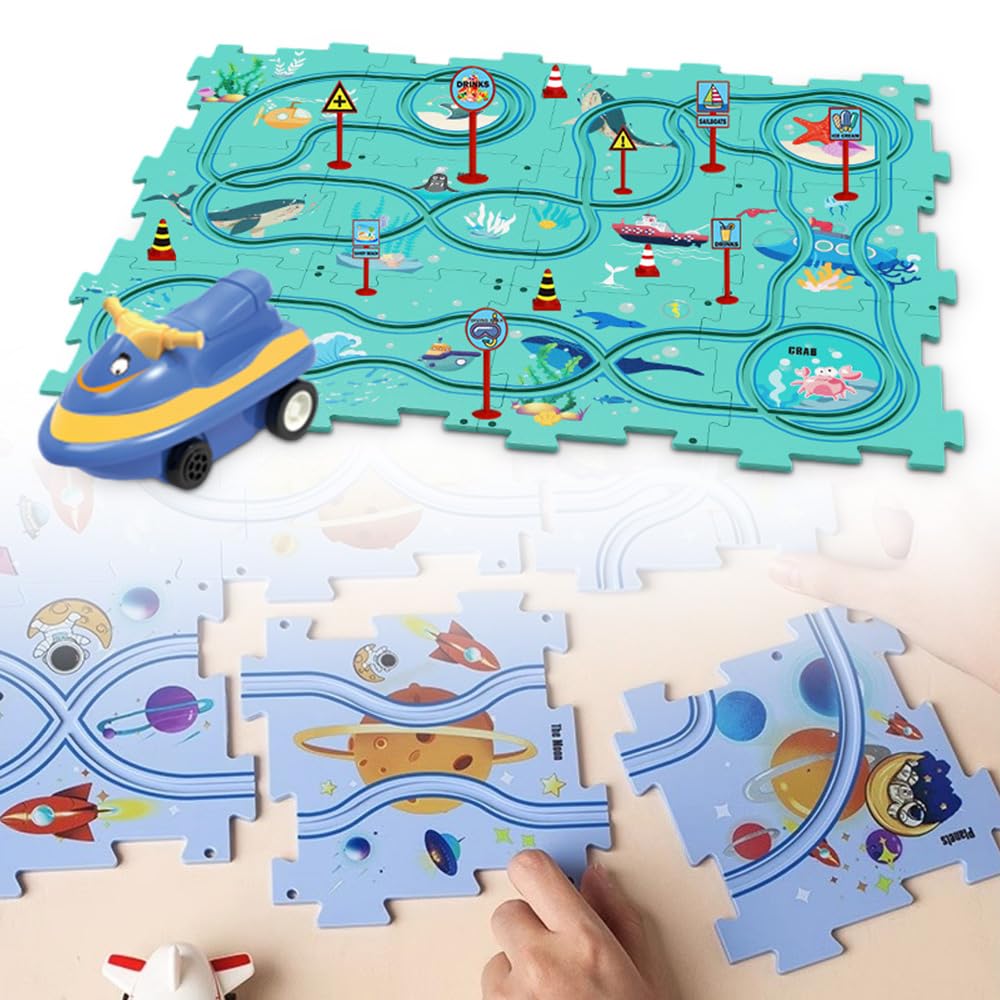 2023 New DIY Electric Trolley Assembling Kit - Educational Puzzle Track Car Toy Set for Kids | Railcar Building Vehicles & Puzzle Board | STEM Learning Toys for Toddlers - Perfect for Home Play, Classroom Activities & Birthday Gifts