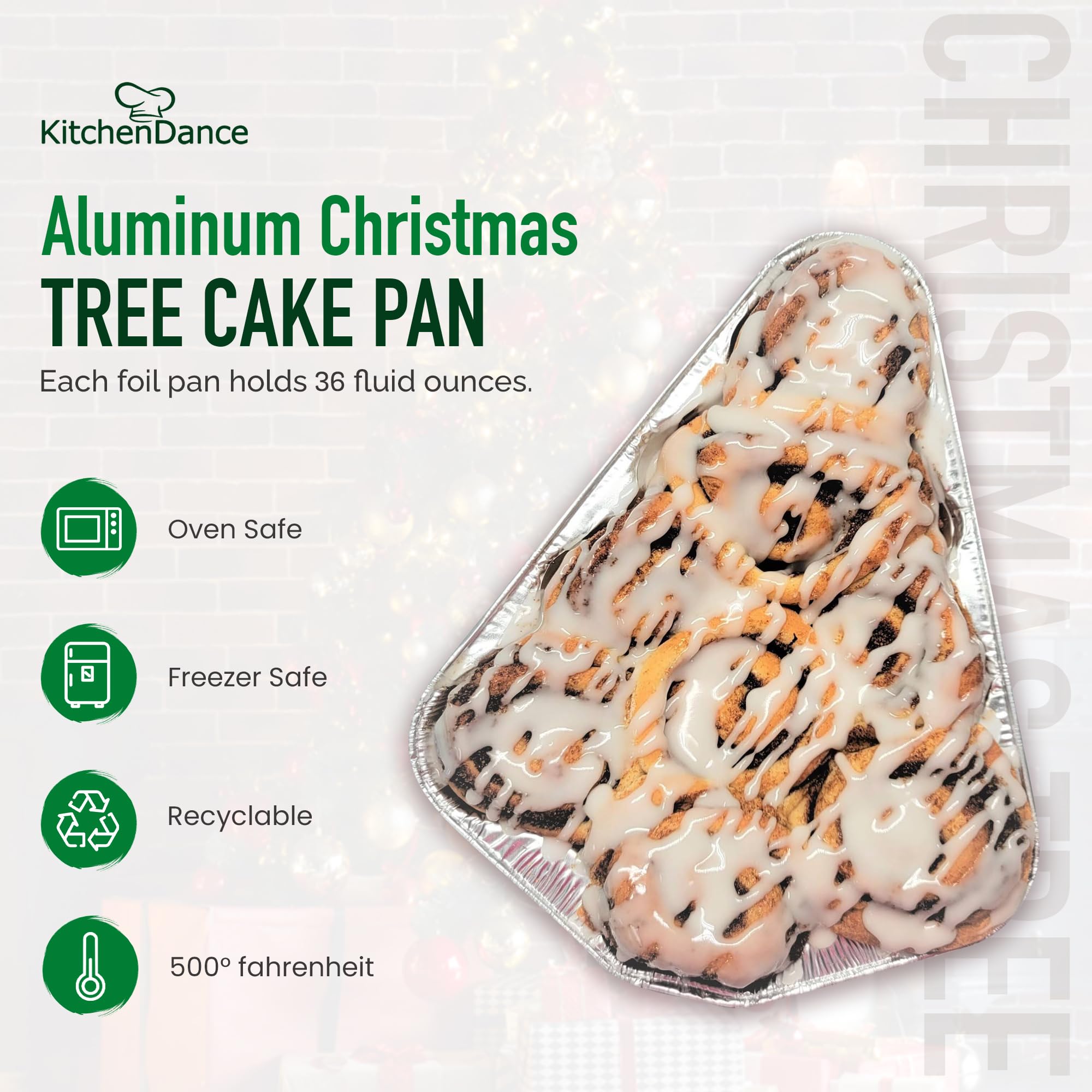KitchenDance 36oz Disposable Christmas Tree Cake Pans - 100 Count Aluminum Foil Baking Pans for Cakes, Cookies, Holiday Desserts | Perfect for Christmas Baking, Party Treats & Festive Food Preparation
