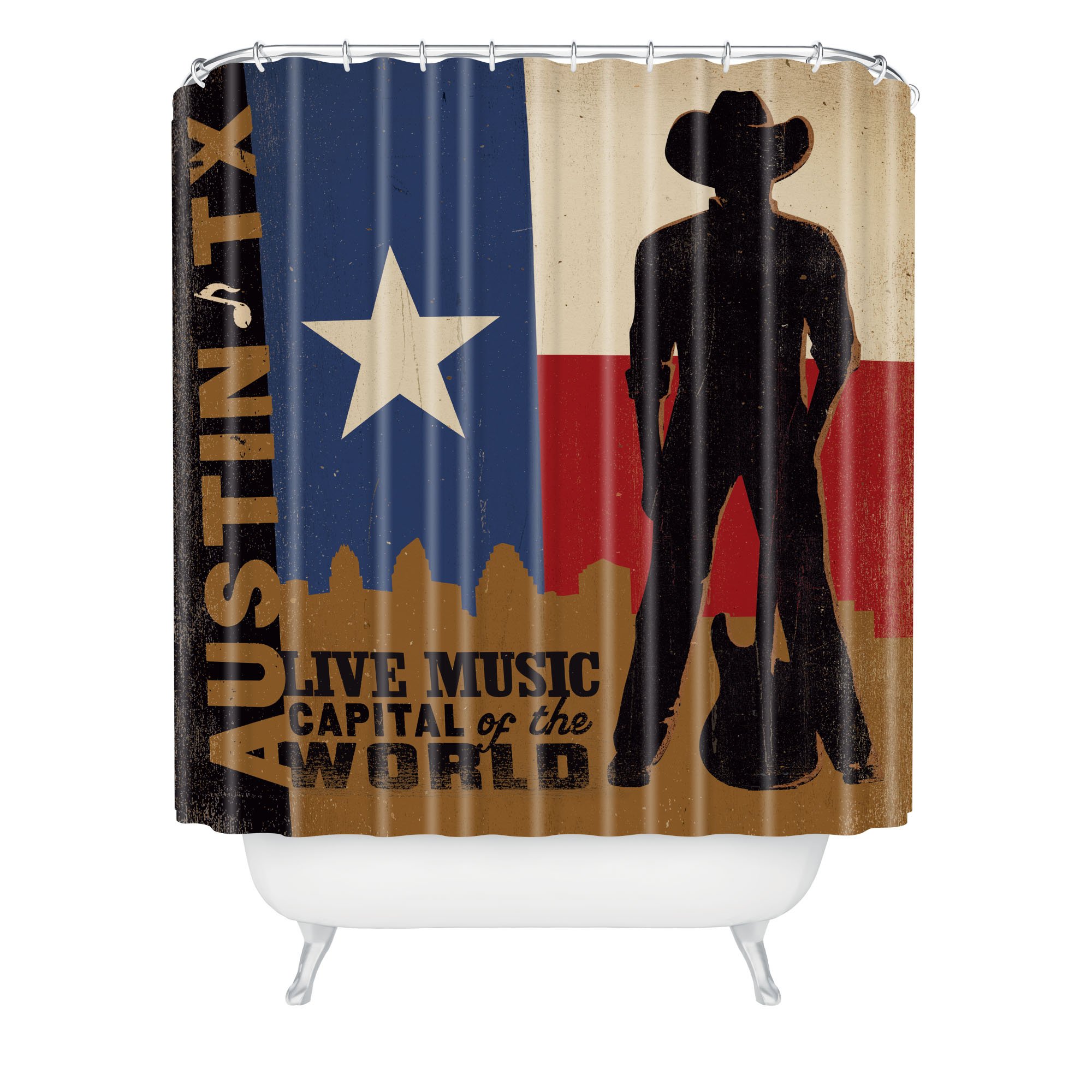 Deny Designs Anderson Design Group Austin Shower Curtain - 69 x 72 Inches Waterproof Bathroom Decor for Modern Homes | Perfect for Guest Bathrooms & Spa Retreats