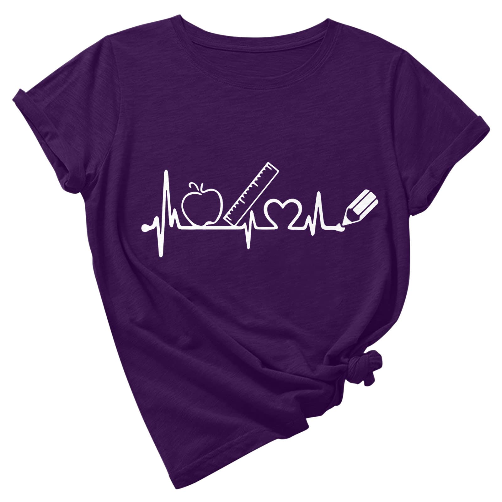 Trendy Women's Teacher Appreciation Short Sleeve T-Shirt - Inspirational Letter Print Casual Round Neck Top for Classroom, School Events & Teacher's Day Gifts