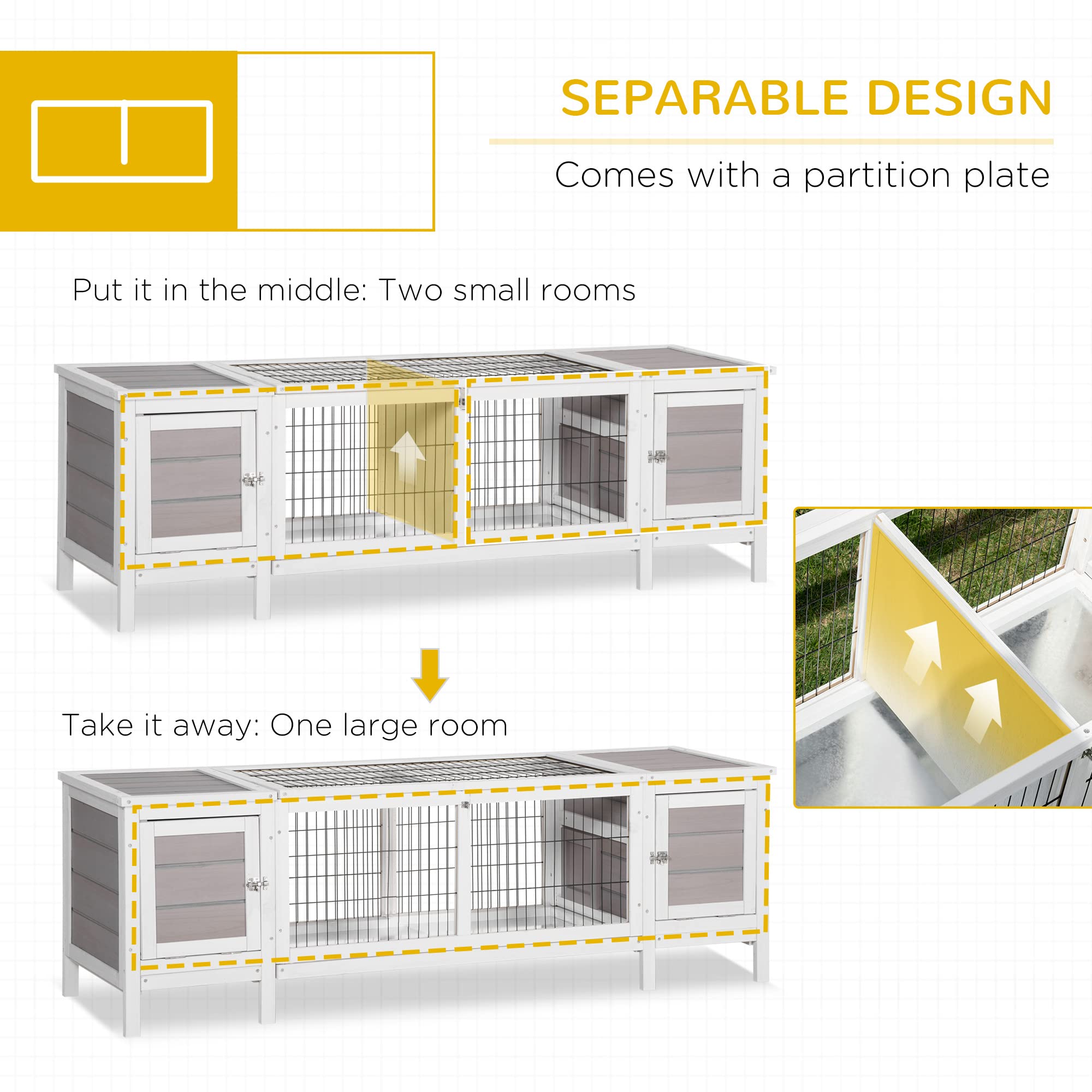 Premium PawHut Rabbit Hutch - Indoor Bunny Cage & Guinea Pig House with Pull-Out Tray & Divider Board | Durable White Small Animal Shelter for Rabbits, Guinea Pigs, Hamsters | Perfect for Home, Backyard, or Pet Store Use