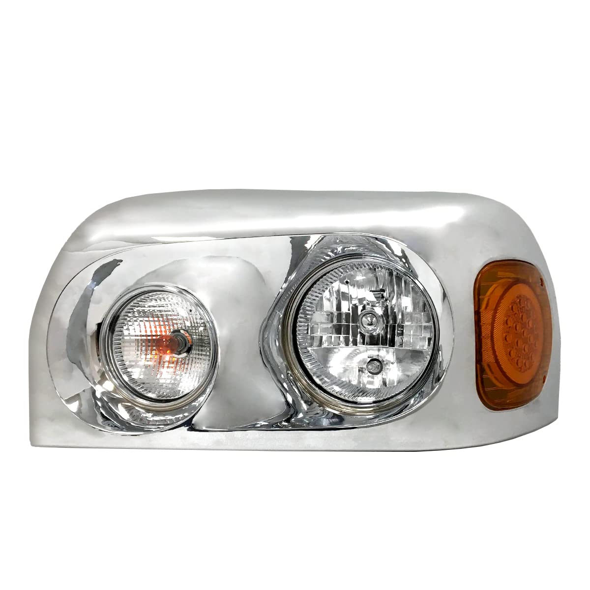 Freightliner Century 2004-2015 LED Headlight Chrome with Corner Lamp - Driver Side Replacement | Durable & Bright Lighting for Night Driving & Truck Safety