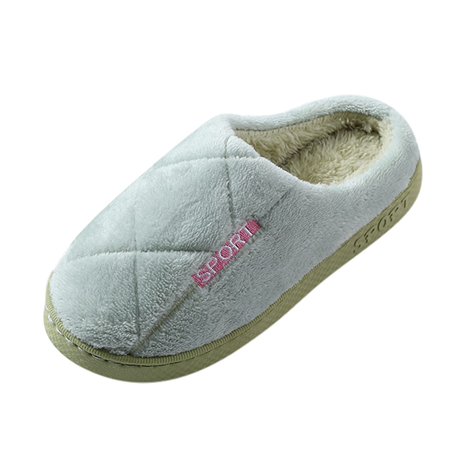 **Men's & Women's Plush Soft House Slippers - Warm Fuzzy Moccasin Indoor Shoes for Cozy Comfort (Green, Size 7.5) | Perfect for Relaxing at Home, Lounging & Winter Warmth**