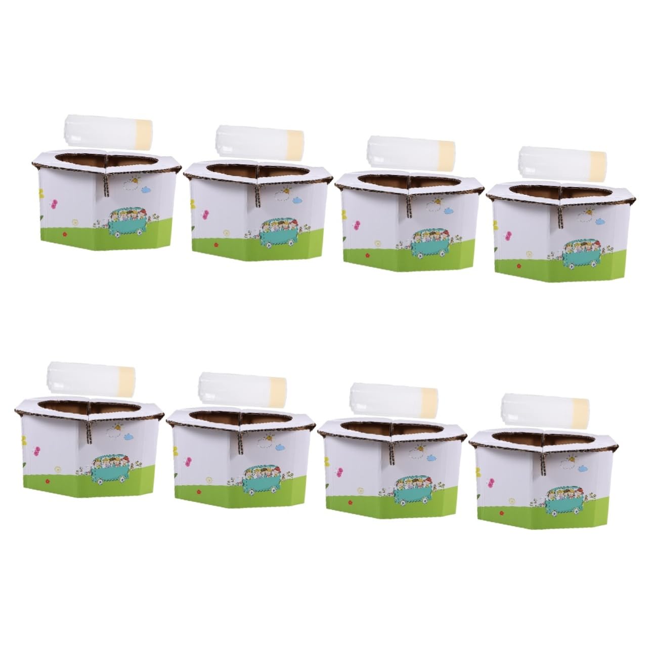 Wakauto 8-Piece Portable Travel Potty Seat - Foldable Camping Toilet for Kids, Lightweight & Compact for Outdoor, Hiking, Road Trips & Emergency Use - White