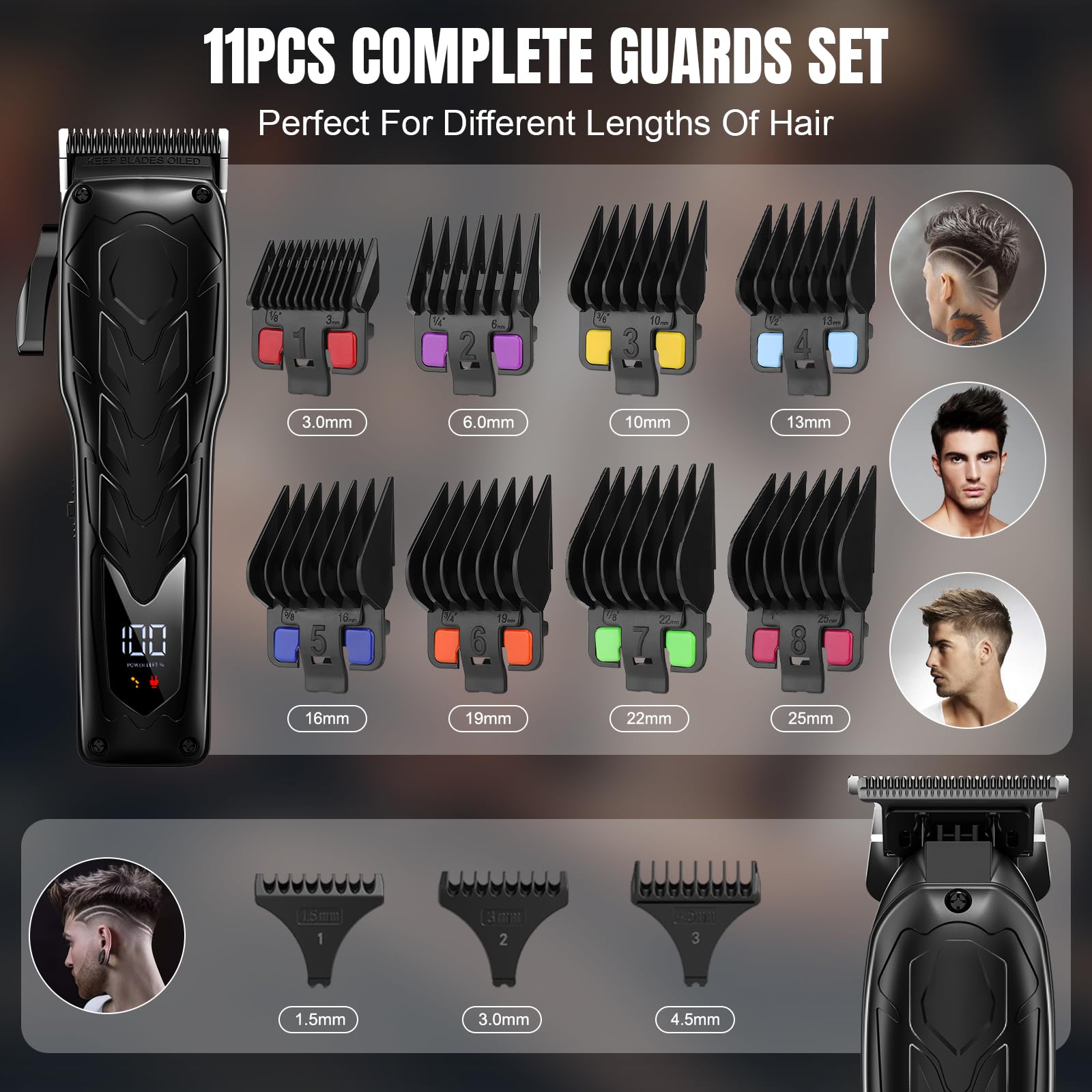 Lanumi Professional 3-in-1 Hair Clipper & Beard Trimmer Set - Rechargeable Electric Razor for Men, Barber Clippers Kit with Hair Trimmer & Shaver - Perfect for Home Haircuts, Grooming & Professional Barbershop Use