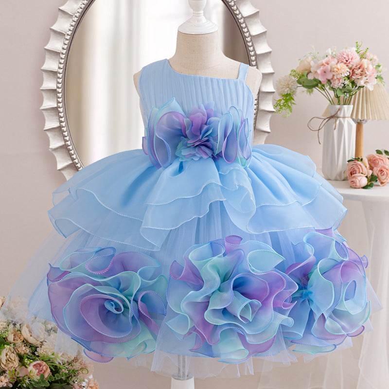 Girl's Floral Communion Dress for Birthday Party - Elegant Princess Gown for First Communion, Baptism & Special Occasions