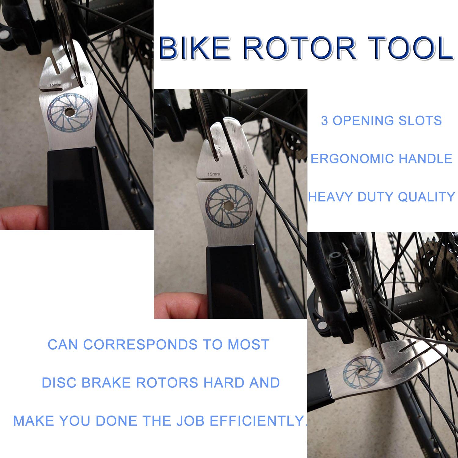 JONMON Bike Rotor Truing Fork - 3-Slot Disc Brake Alignment Wrench with Adjustable Depths | Brake Disc Flattening & Gap Correction Tool | Perfect for Mountain & Road Bike Maintenance | Ideal for Professional Repairs & DIY Bike Tuning