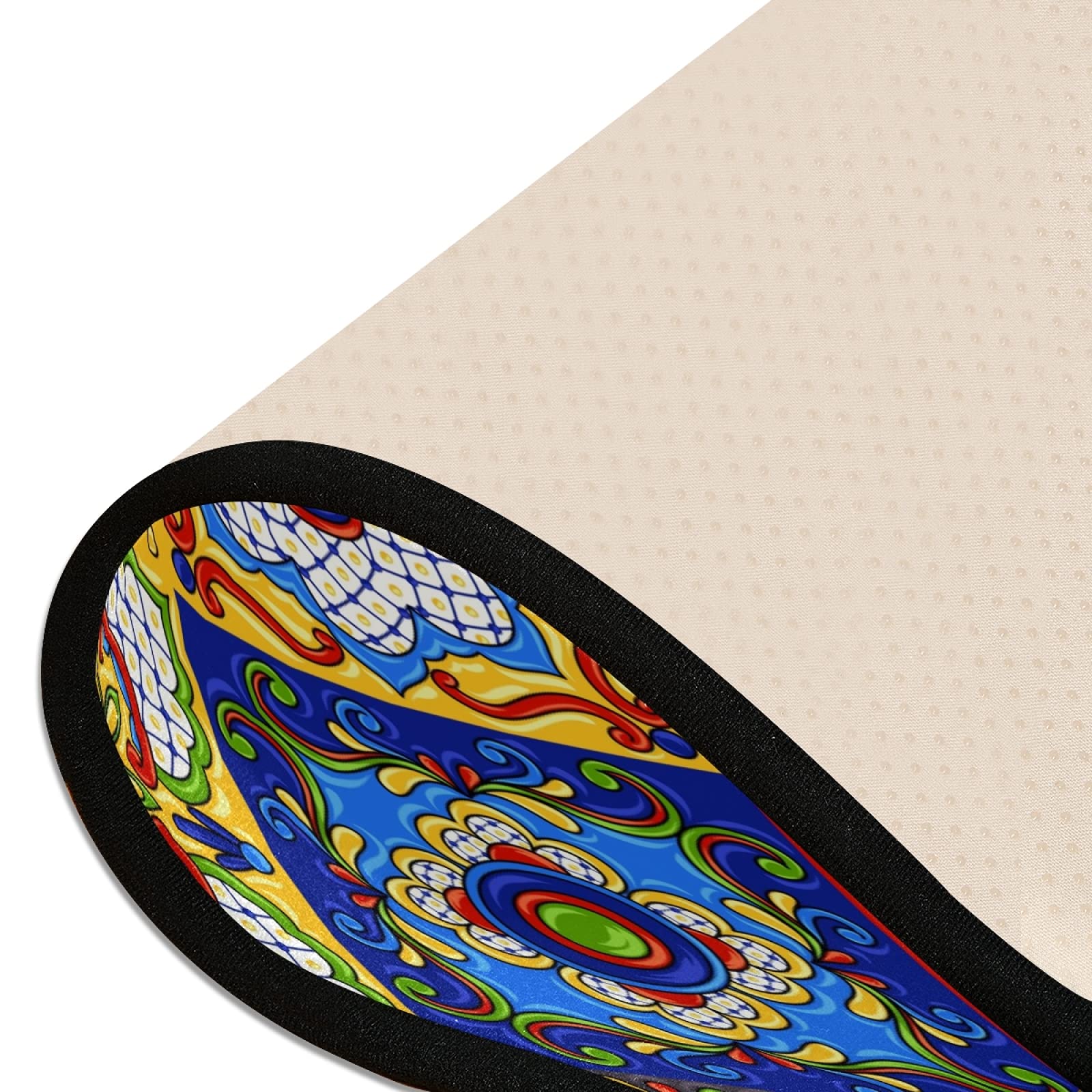 Authentic Mexican Talavera Ceramic Tile Pattern Runner Rug - Anti-Fatigue Comfort Floor Mat for Kitchen, Bedroom, Living Room, Bathroom & Hallways - 72x24 Inch Non-Slip Entryway Rug - Perfect for Southwestern & Boho Home Decor