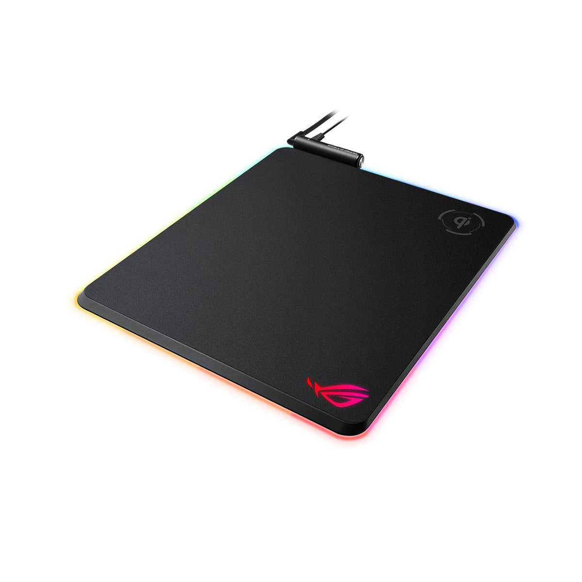 ASUS ROG Balteus Qi Wireless Charging Mouse Pad - Fast 15W Qi Charger for Gaming Mouse & Phone - RGB Lighting Gaming Desk Accessory for PC Setup & Office Workstation