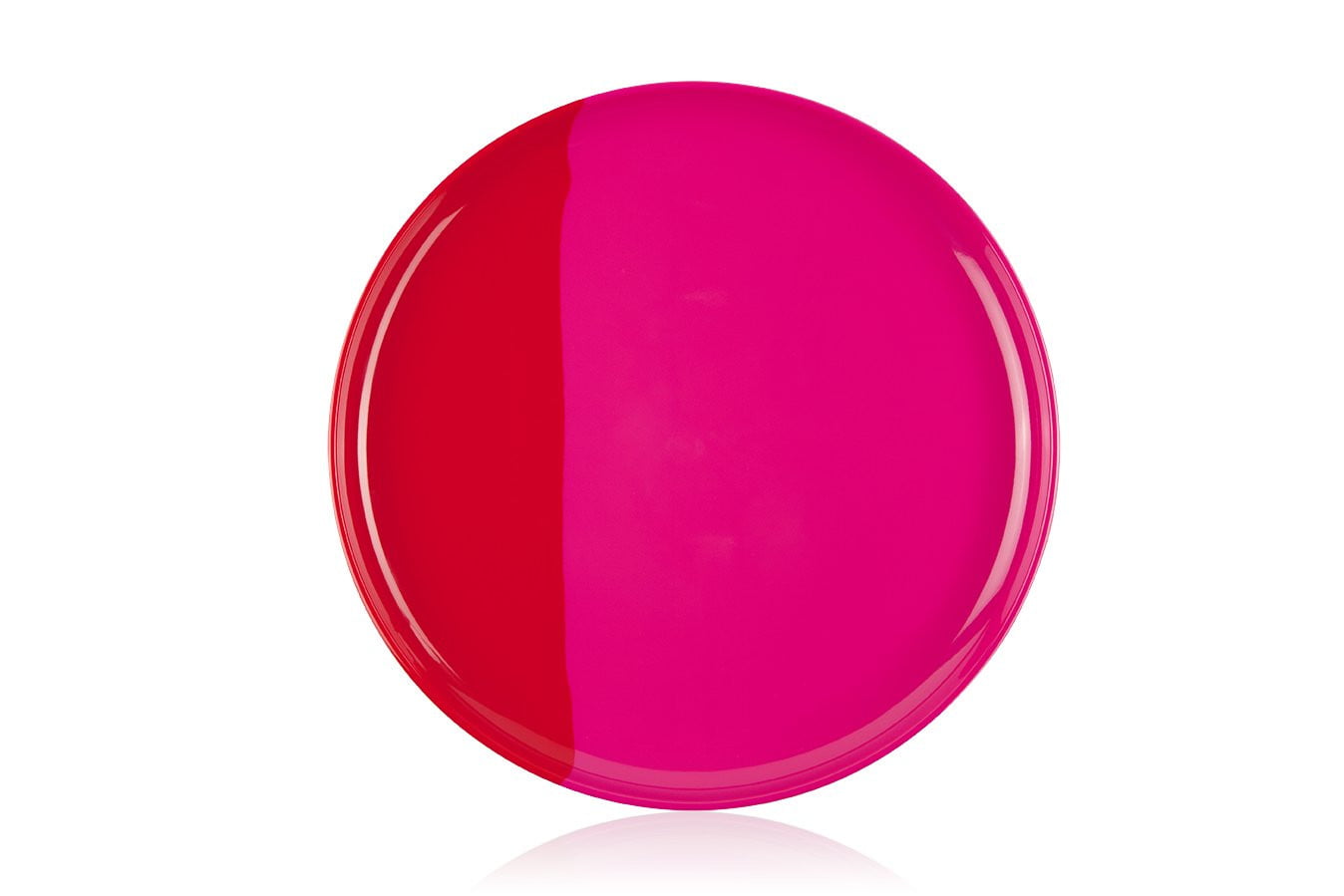 1/2 & 1/2 Melamine Dinner Plates Set of 4 - Fuchsia & Red Durable Plastic Plates for Outdoor Dining, Picnics & Parties - Exclusive Design by Thomas Fuchs Creative