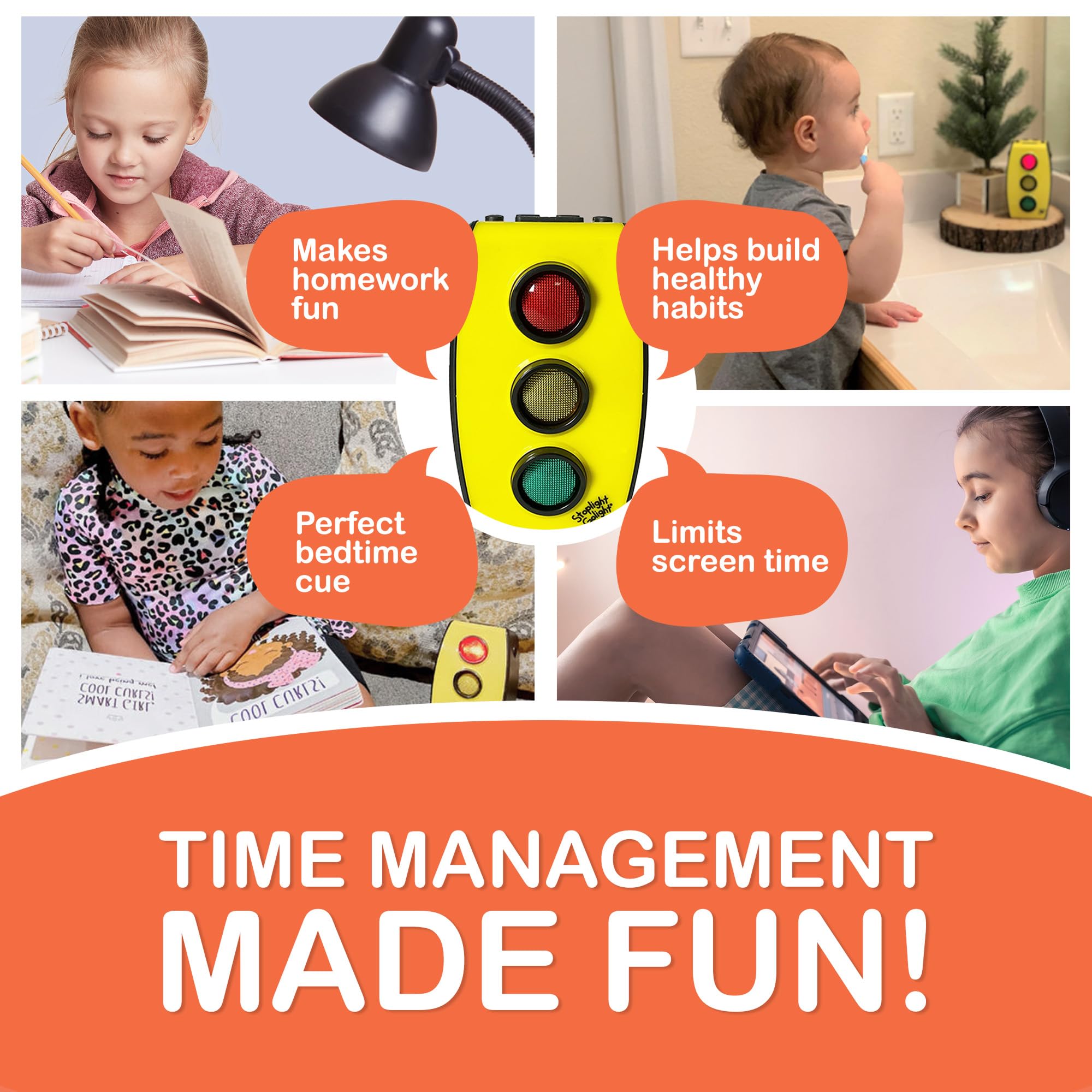Red Yellow Green Traffic Light Timer for Kids - Classroom, Bedtime & Potty Training Timer | Toddler Sleep Aid, Teeth Brushing & Shower Time Tool | Travel-Friendly Visual Timer for Home & School Use