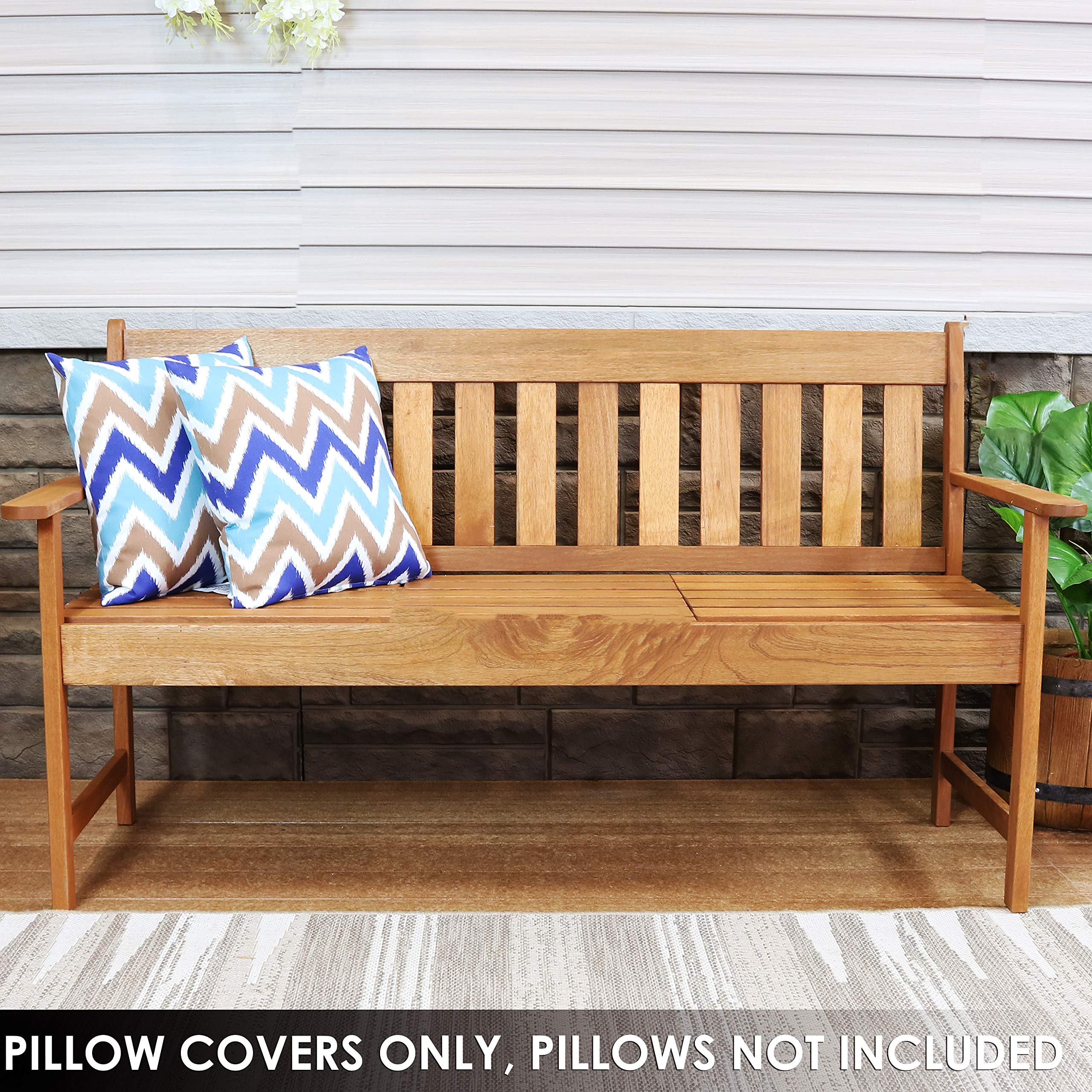 Sunnydaze Decorative Throw Pillow Covers Set of 2 - 17x17 Inch Square Indoor Outdoor Weather-Resistant Polyester Covers with Zipper Closure - Chevron Bliss Pattern for Sofa, Bed, Patio & Porch Decor