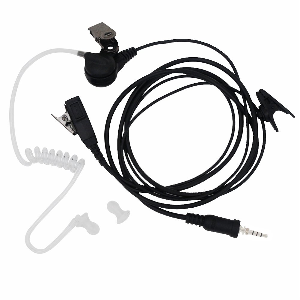 KENMAX® Air Covert Acoustic Tube Earpiece Headset with Built-in Mic & PTT Button - Compatible with Yaesu Vertex VX-6R VX-7E VX-127 VX-170 - Ideal for Security, Surveillance & Two-Way Radio Communication