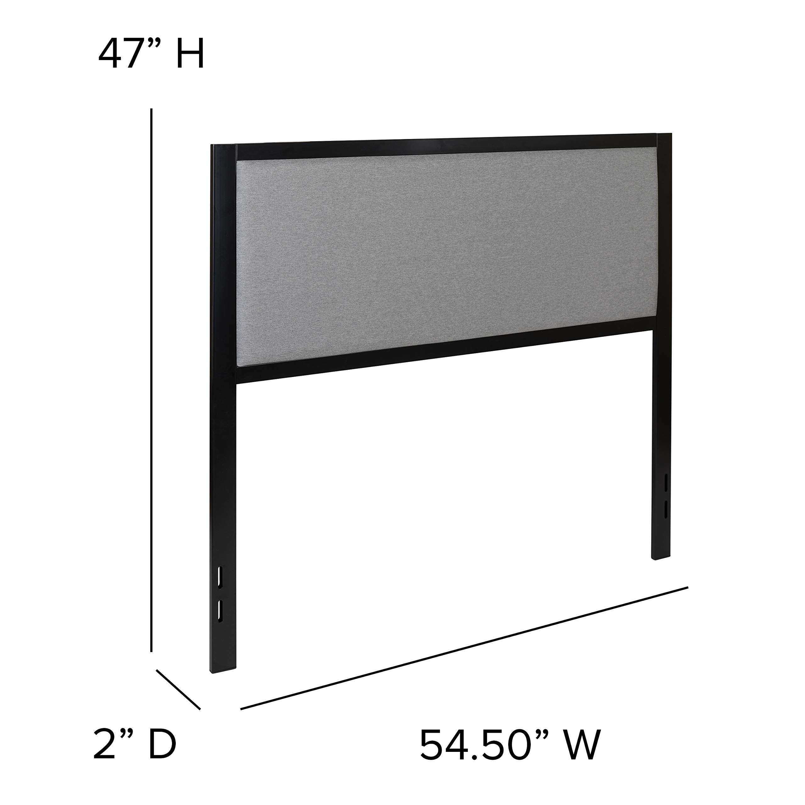 Merrick Lane West Avenue Full Size Headboard - Contemporary Light Gray Fabric Upholstered Design with Adjustable Rail Slots for Bed Frame - Perfect for Modern Bedroom Decor and Guest Room Setup