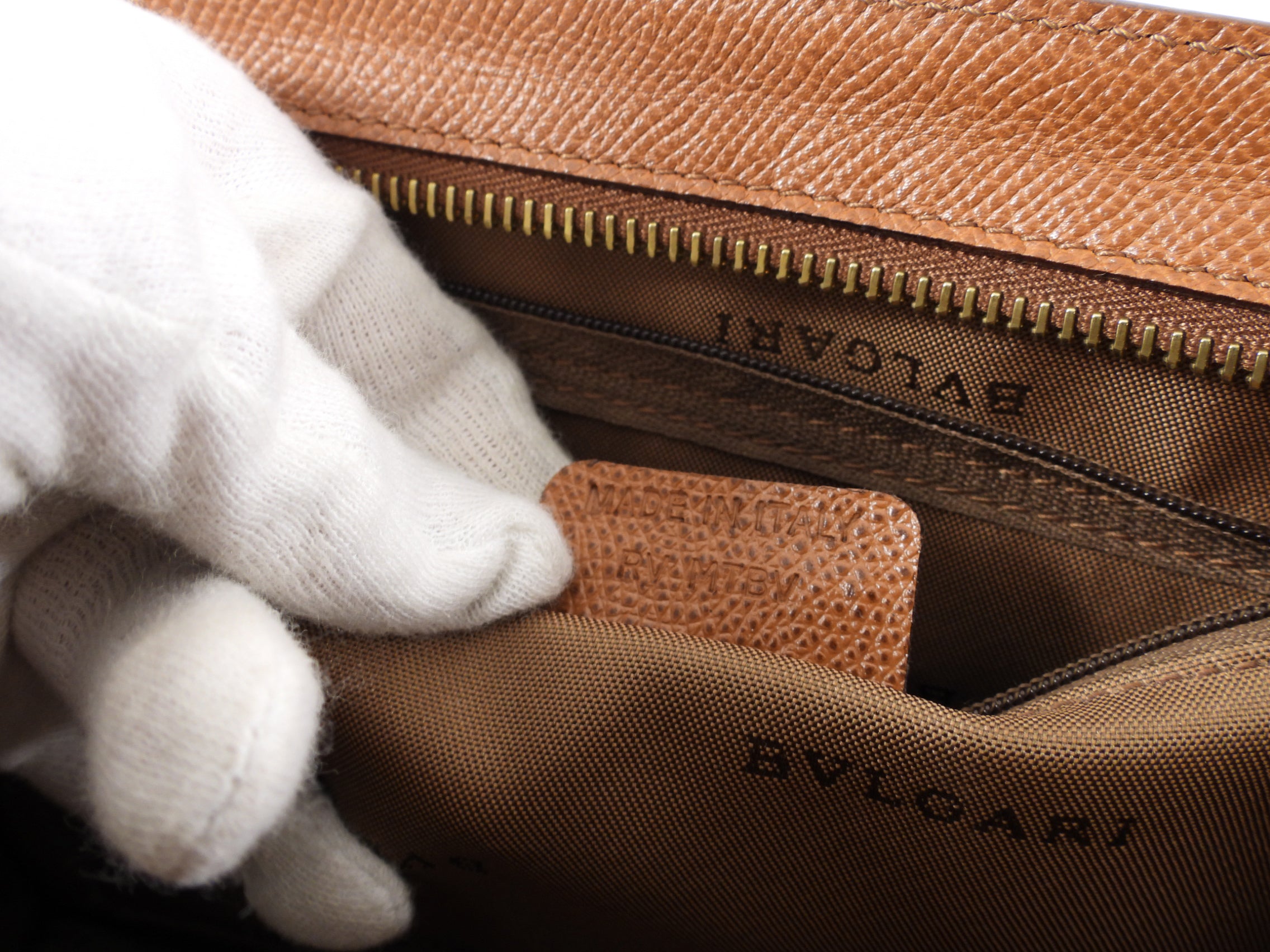 Bvlgari Cognac Brown Leather Travel Pouch - Luxury Zip Toiletry Bag for Men & Women - Perfect for Travel, Gym, and Everyday Essentials